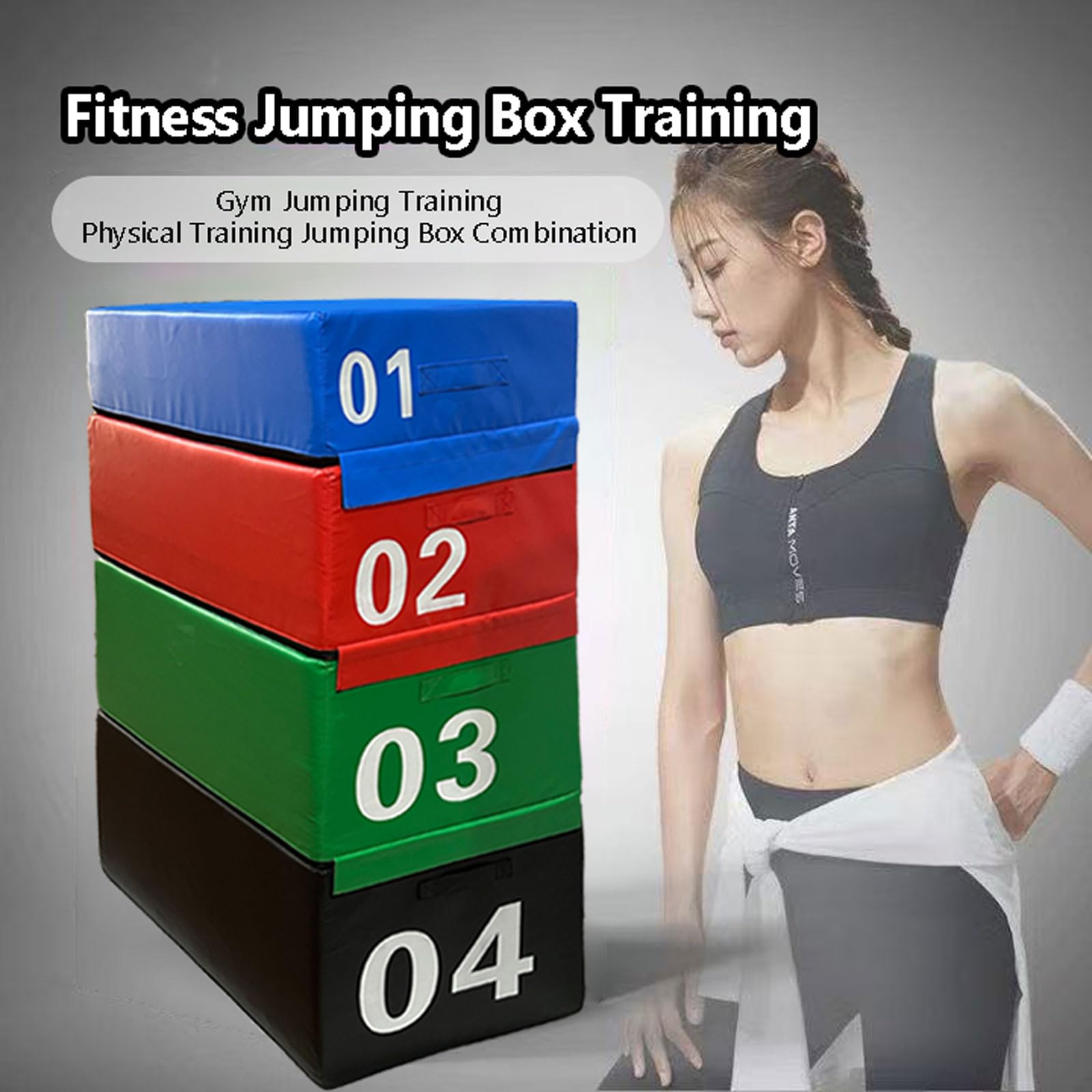 Plyometrische Sprungbox,4-in-1 Höhenverstellbare Jumping Agility Box,Rutschfeste Soft-Fitness-Springbox Für Konditions-Krafttraining,Jump Training Tragbar Für Erwac(Size:90x55x20cm（35.4x21.6x7.9in）)
