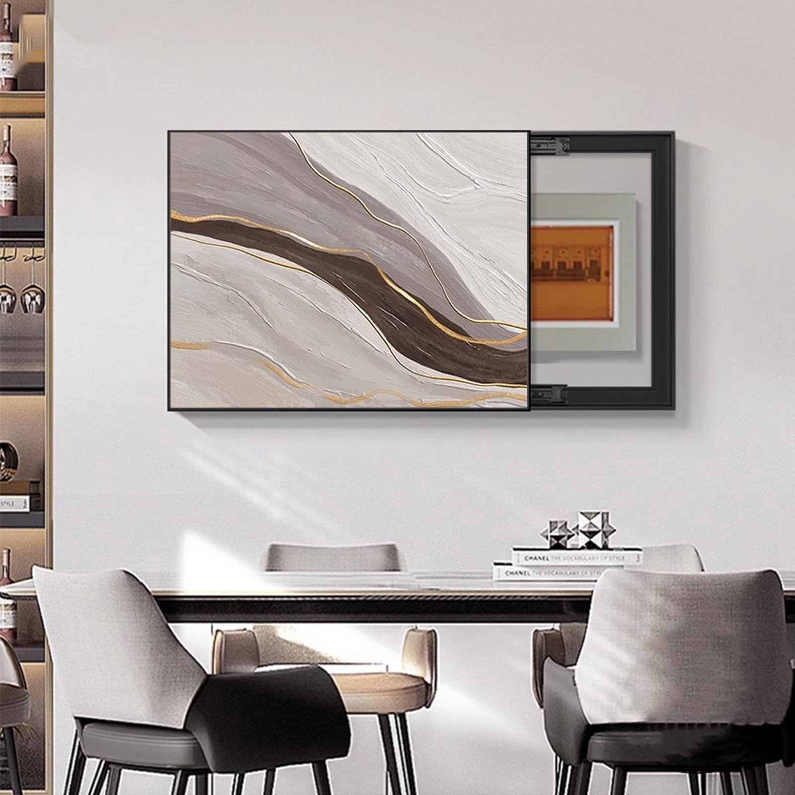 AWSAD Electrical Panel Cover Indoor Vertical Circuit Boxes Home Wall Hidden Circuit Breaker Box Meter Decor for Living Room(A,50x40cm)