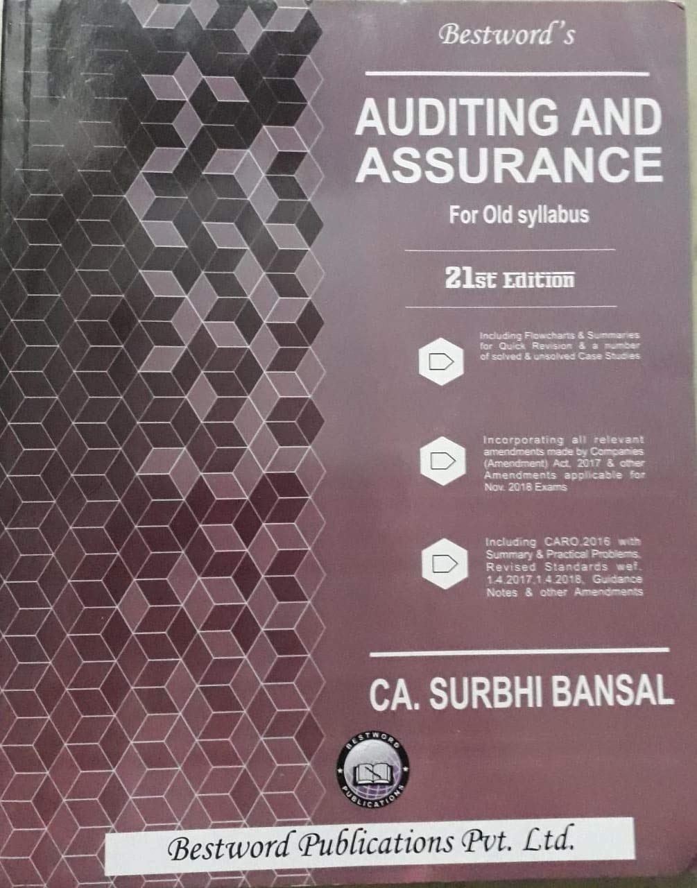 Auditing & Assurance For CA Inter Nov. 2018 Exam Latest Edition For Old Syllabus