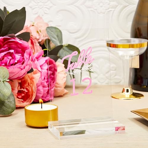 Miniatura 2 de Okuna Outpost Soportes transparentes para números de mesa para bodas, letreros acrílicos para tarjetas de lugar (paquete de 6)