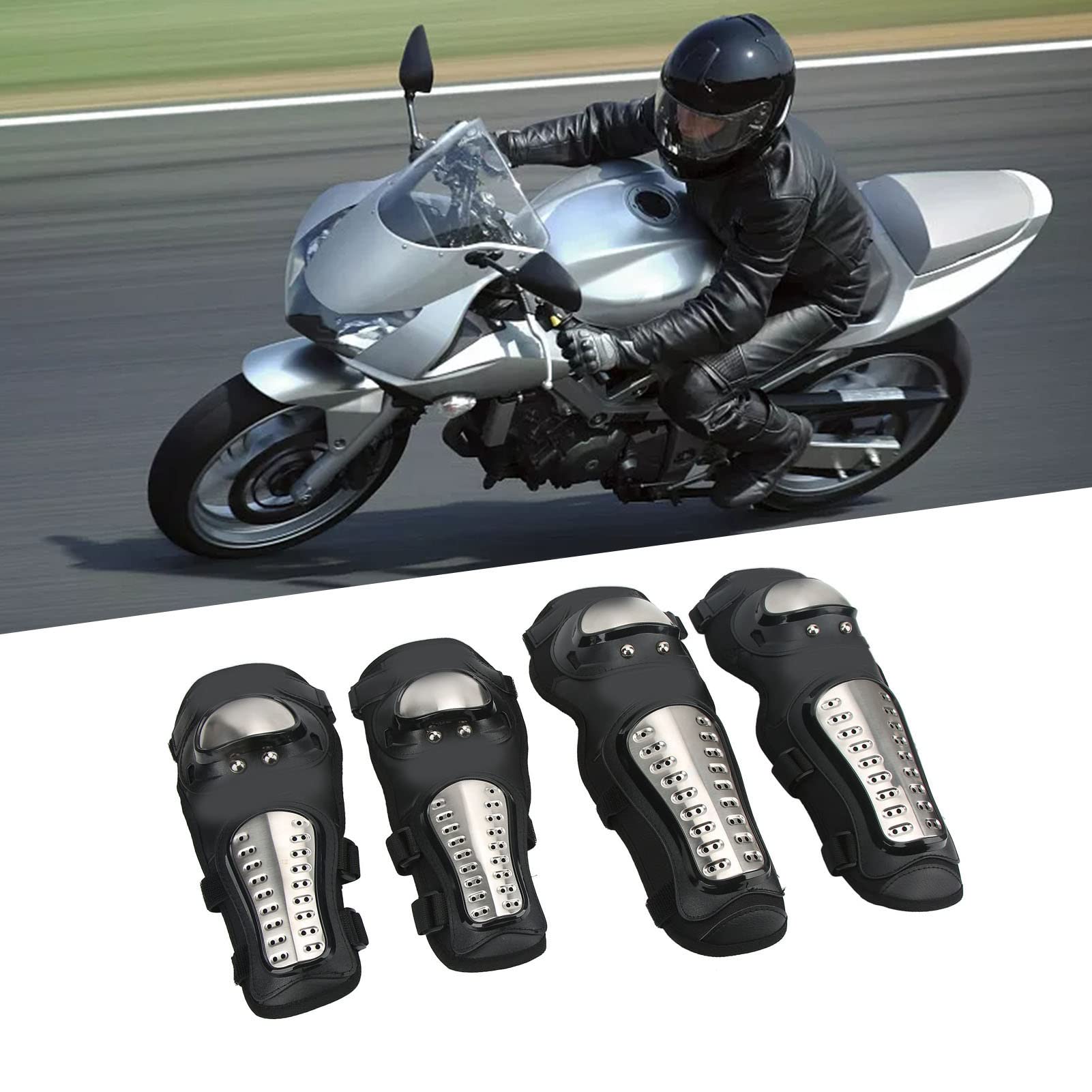 Protezioni per ginocchia e gomiti variabili e traspiranti, ginocchiere per moto, ginocchiere, gomitiere - Ideali per gli appassionati di moto e ciclismo