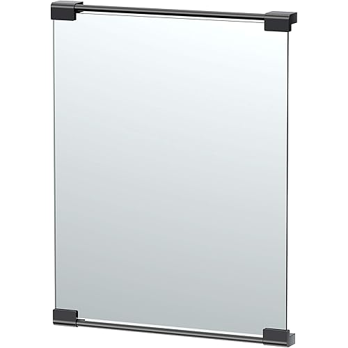 Gatco 1523MX Fixed Mount Rectangle Mirror, 24 Inch, Matte Black/Wall Mount Rectangular Bathroom Vanity Mirror/Mounts Vertically or Horizontally with Matte Black Brackets