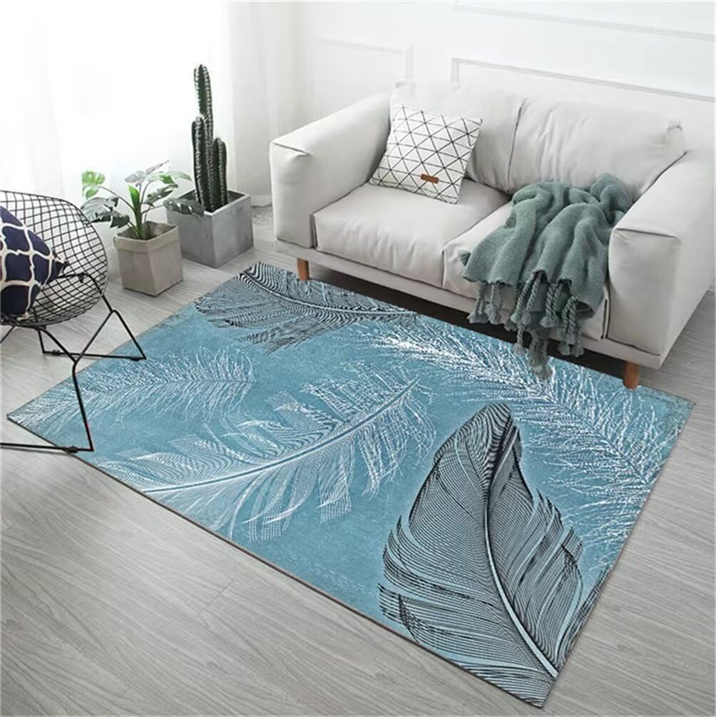 Tapis de couloir long résistant à l'usure 90x180cm bleu tendance pour chambre et salon