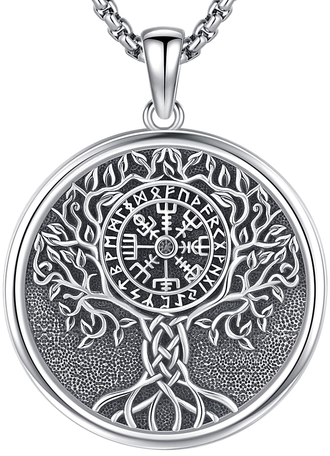 AniuCollar Vikingo Plata de Ley 925, Colgante Pata de Oso/Odin/Lobo/Árbol de la Vida/Arrowhead, Vikingas Collar Nórdico Vikingo Joyería Regalo para Hombres