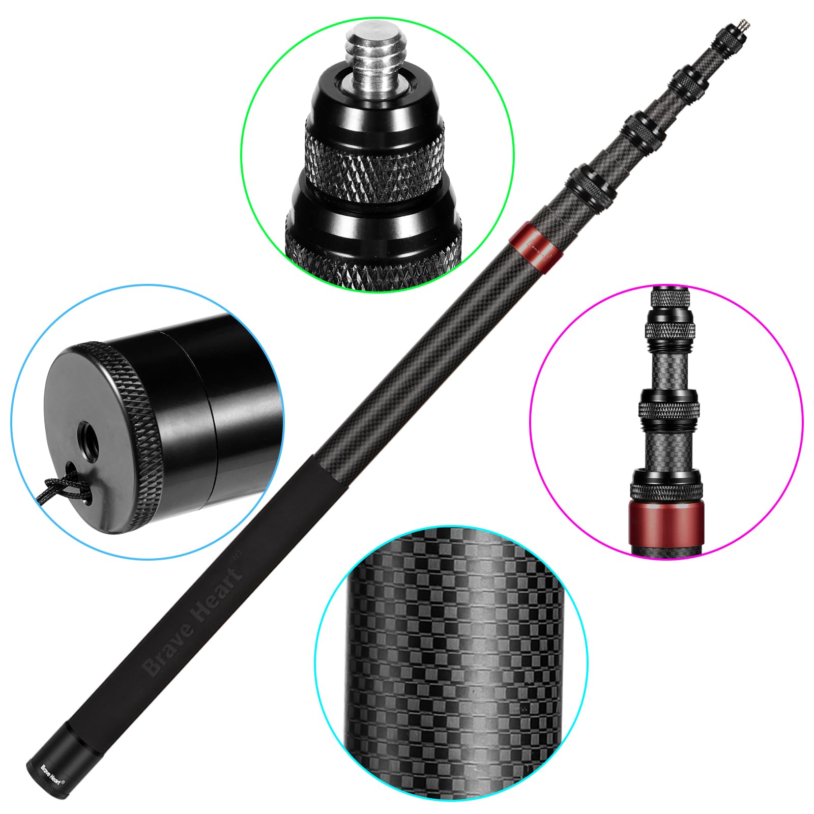 Amazon | Inksoon 45cm 118インチ/3.0mまで延長 超長カーボン