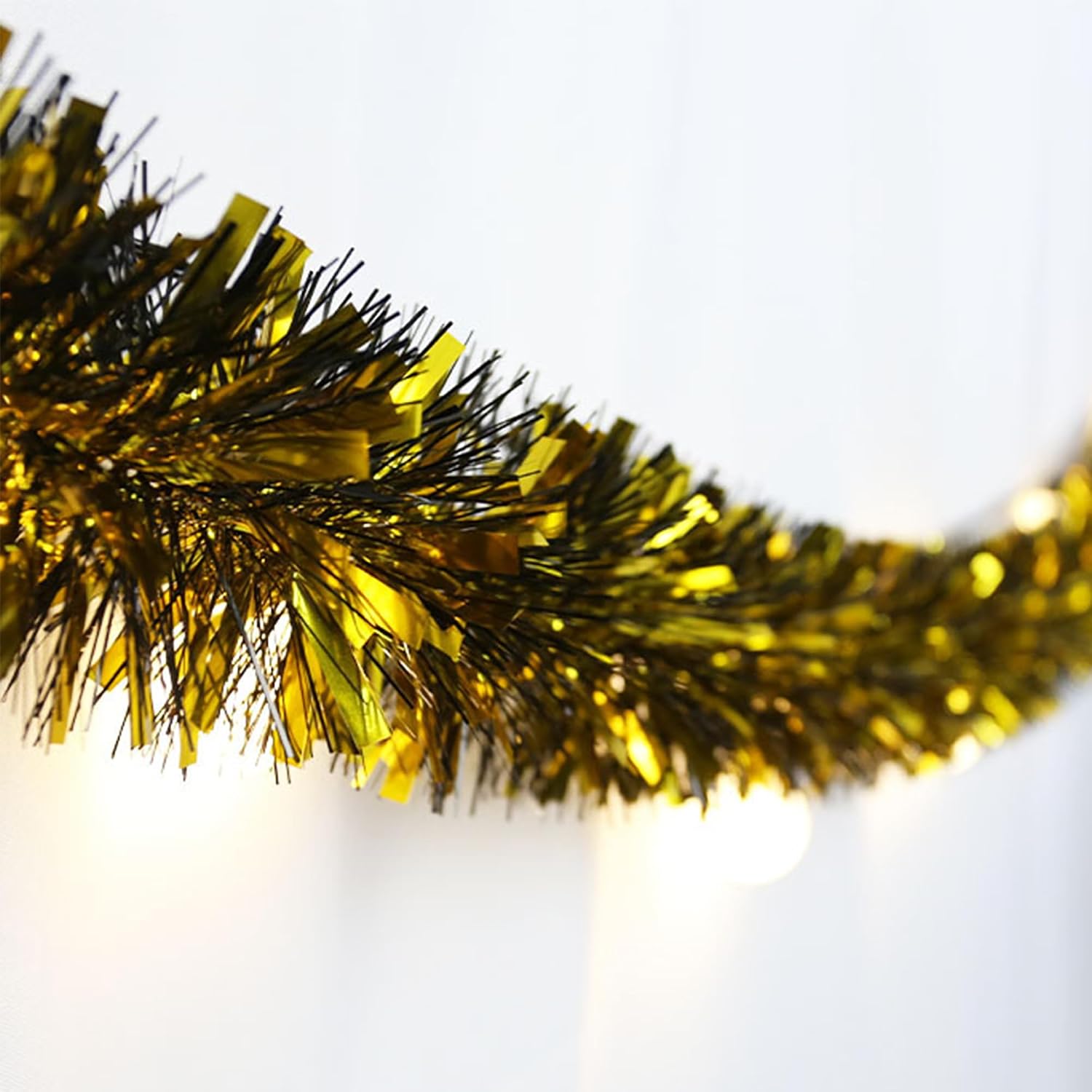5Pcs Graduation Tinsel Garland, 33 Feet Gold Black Metallic Twist Garland