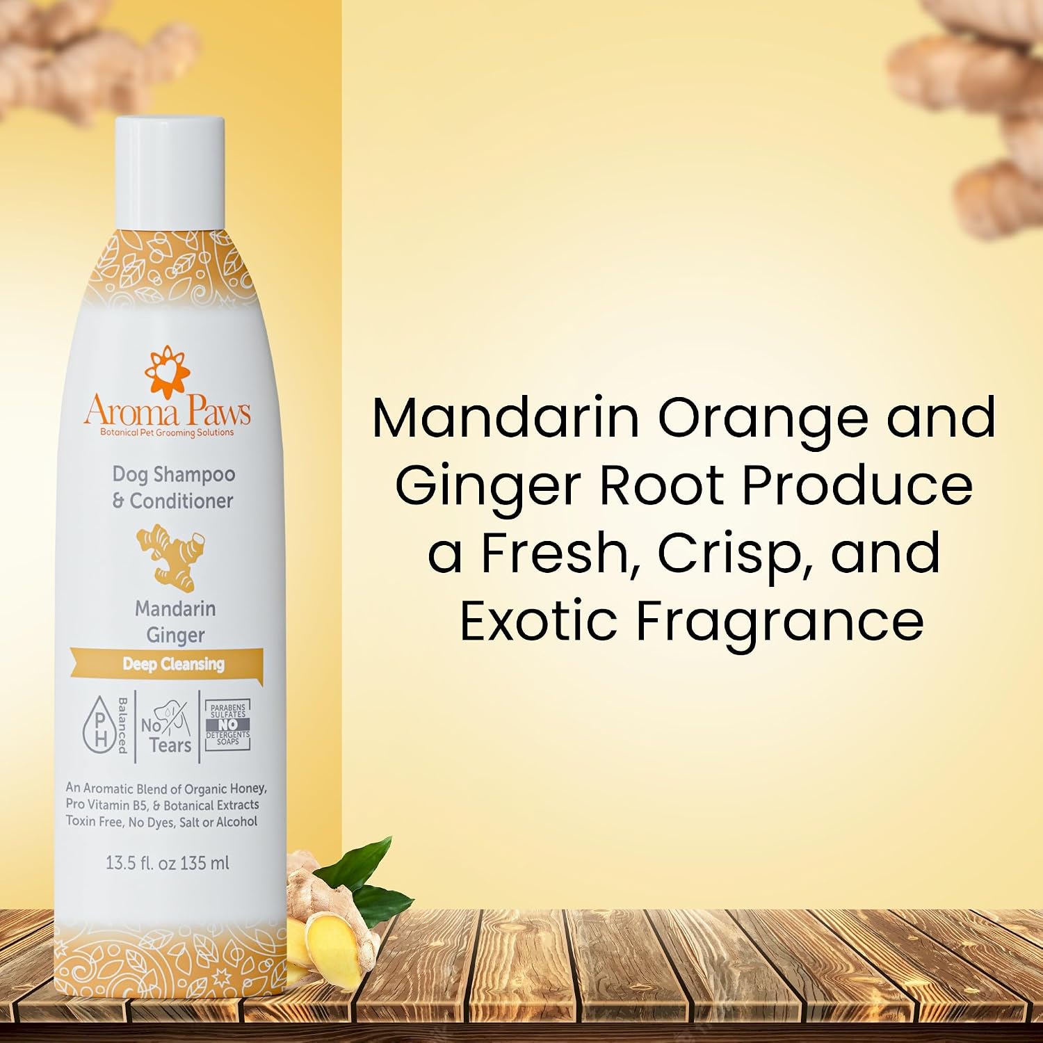 Dog Shampoo and Conditioner - Aromatic Tearless Shampoo for Cleansing, Grooming, and Conditioning - Moisturizing Anti Itch Shampoo for Dogs and Puppies - Mandarin Ginger 13.5 oz. image 4