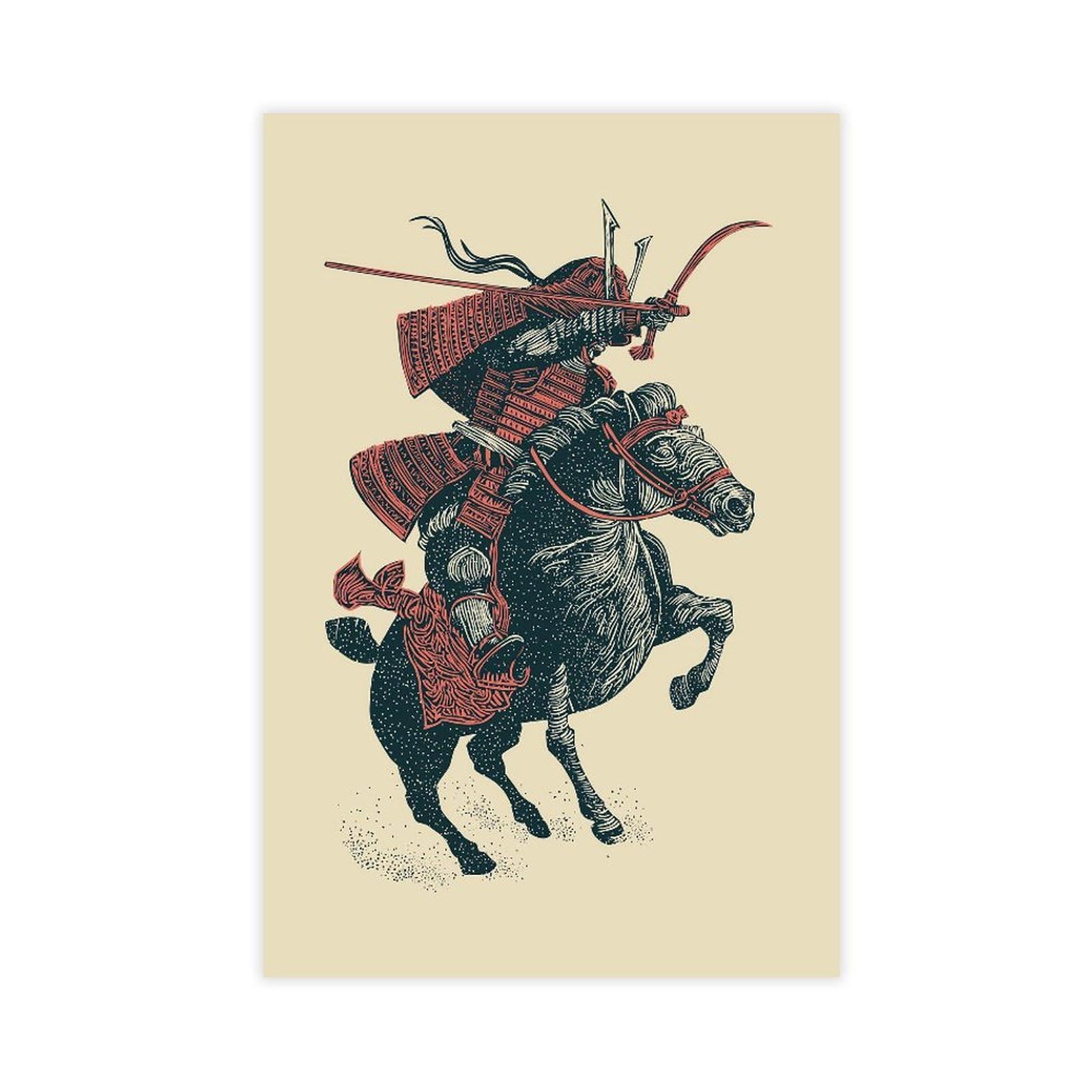 YWTJAX Samurai Warrior Poster Canvas Poster for Dorm Room Decor Gift
