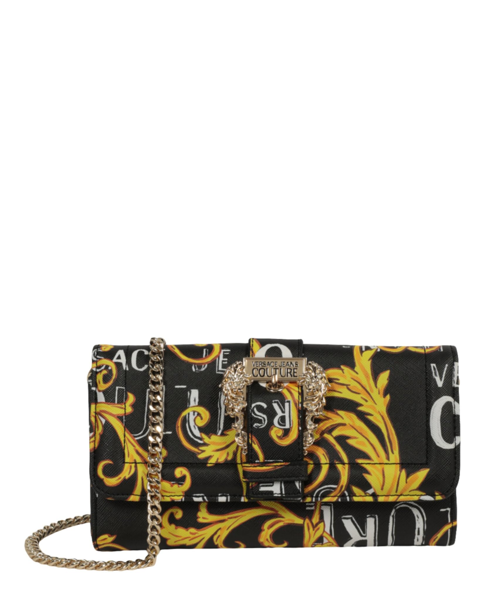 Versace Jeans Couture Womens Logo Couture Clutch Black Gold