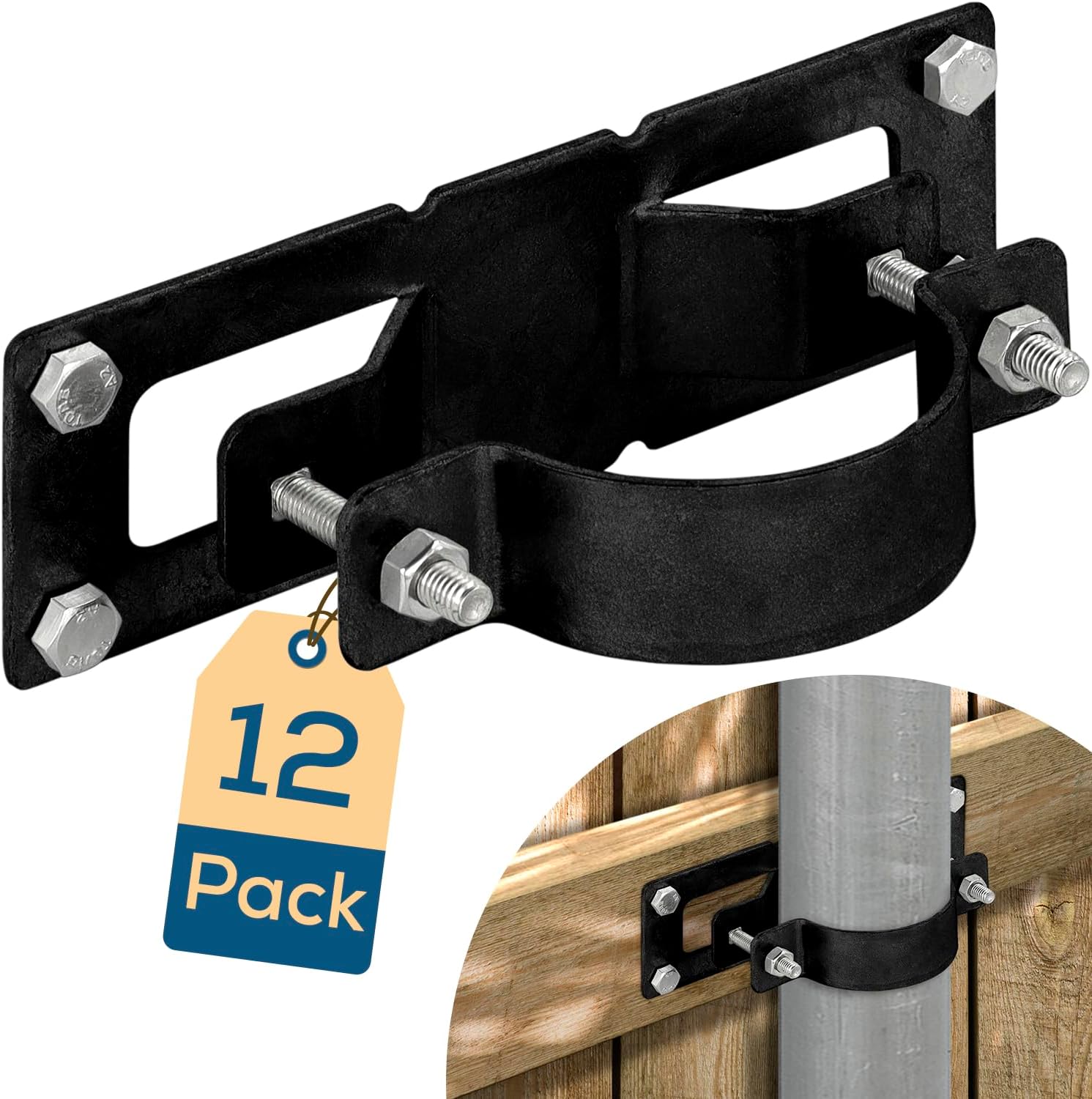 Fence Post Brackets Steel Wood-to-Pipe Fence Bracket (12-Pack) - Fasten ...