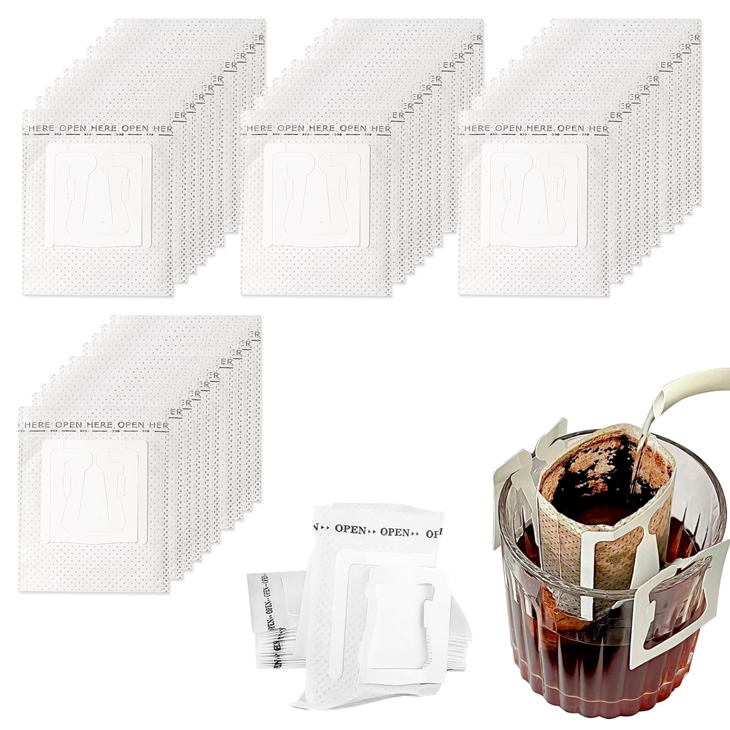 Filtres à Café Sac De FiltreCafé 200 PCS Oreille Suspendue Filtres à Cfé Filtre à Café Portable Pour La Plupart Des Tasses Voyages Camping Maison