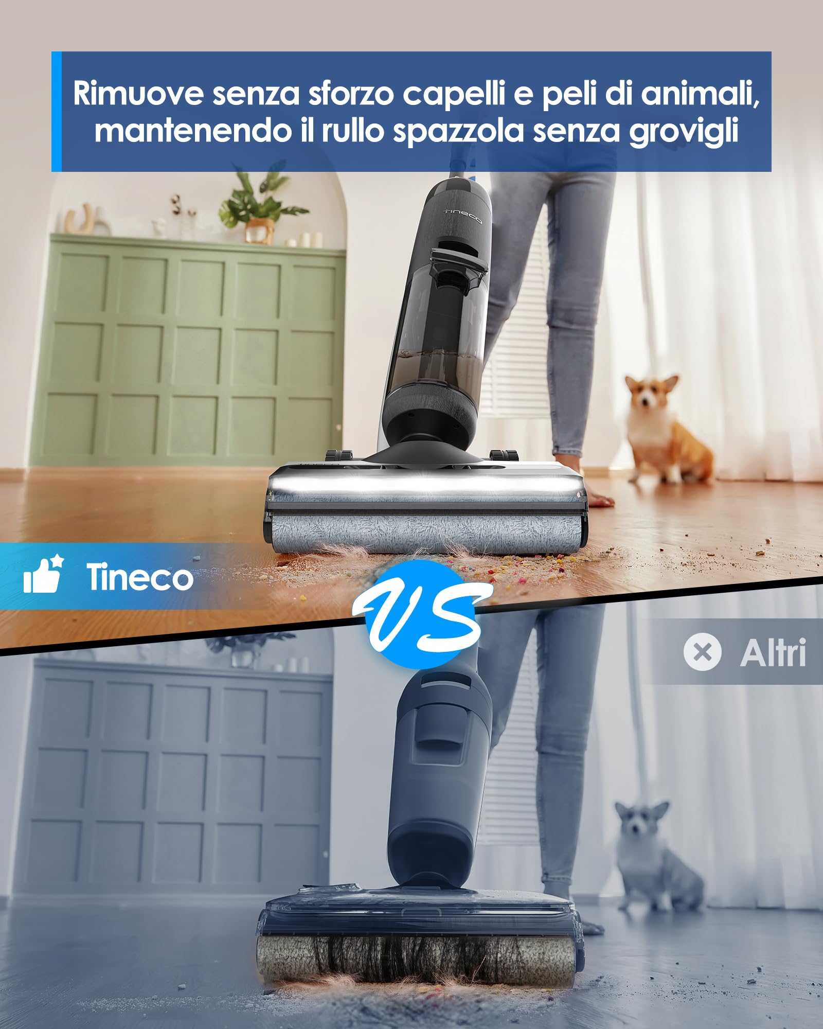Tineco FLOOR ONE S7 Pro(S7 Series) Aspirapolvere Cordless per Pavimenti Duri, Pulisce Sempre con Acqua Pulita, Display LED, Lunga Autonomia. Rimuove Macchie Ostinate e Peli di Animali Domestici