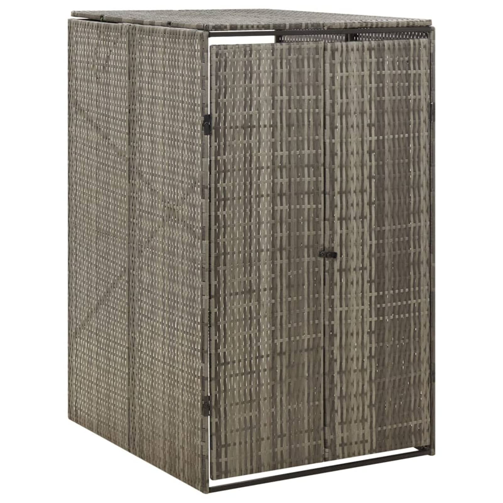 Juroupi Single Wheelie Bin Shed Grey 70x80x117 cm Poly Rattan,Wheelie Bin,Garden Wheelie Bin Storage,Wheelie Bin Shed Outdoor-319864