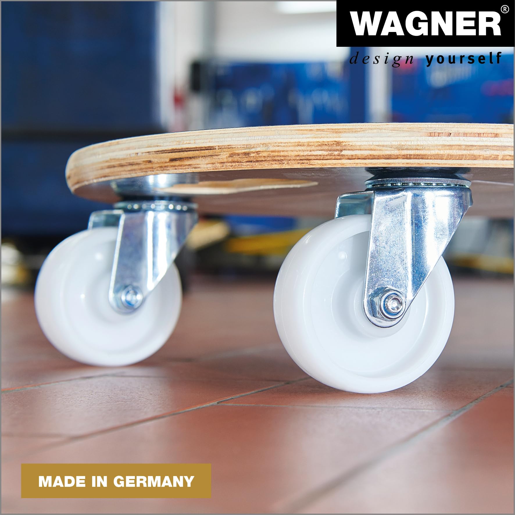 WAGNER Carrello da Trasporto MM 1108 I Ø 38 cm - per carichi Pesanti e mobili I Portata 250 kg I Maniglia di Trasporto Ergo I Superficie Antiscivolo I Certificato FSC®- 20110801