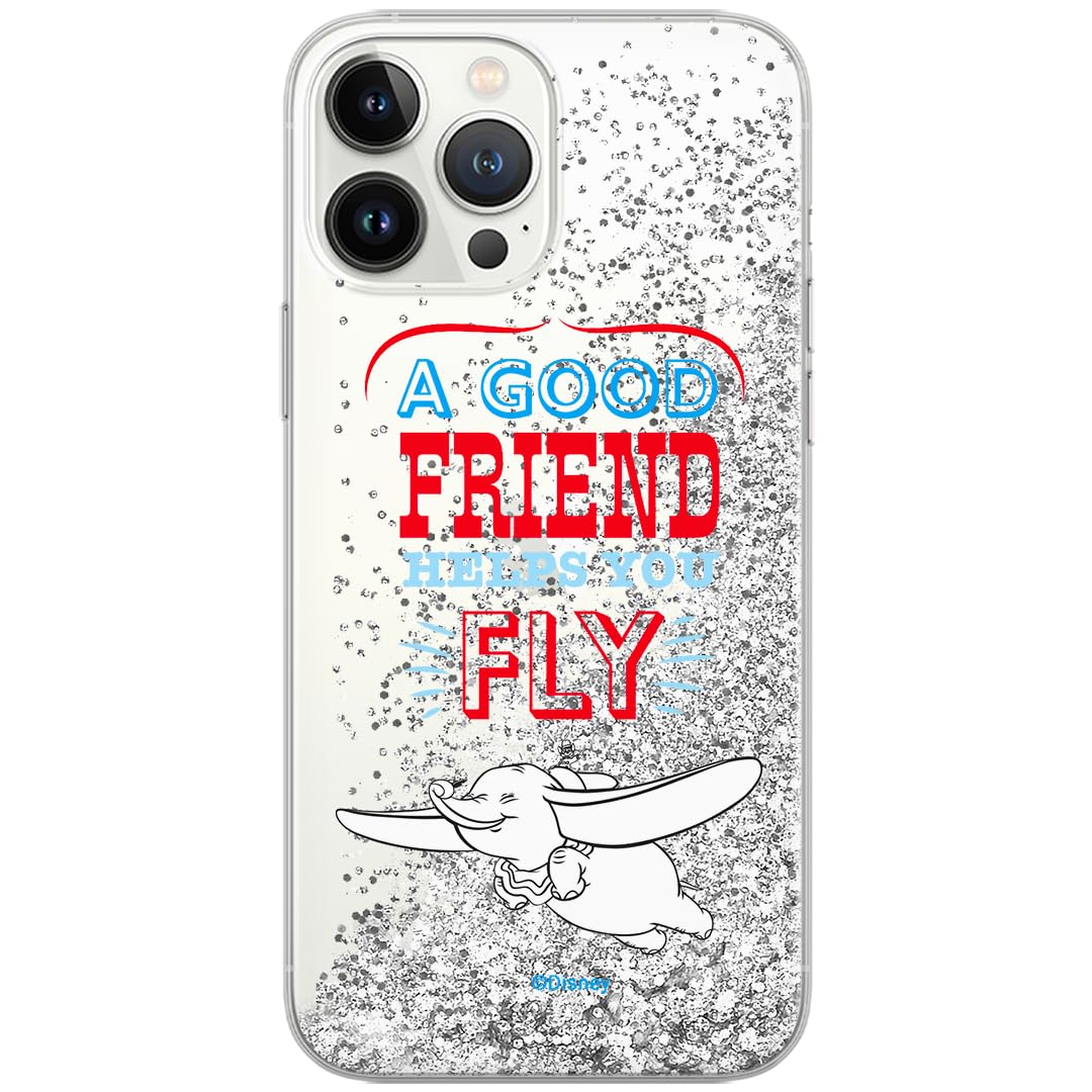 ERT GROUP mobile phone case for Apple Iphone 14 original and officially Licensed Disney pattern Dumbo 004 optimally adapted to the mobile phone, with glitter overflow effect