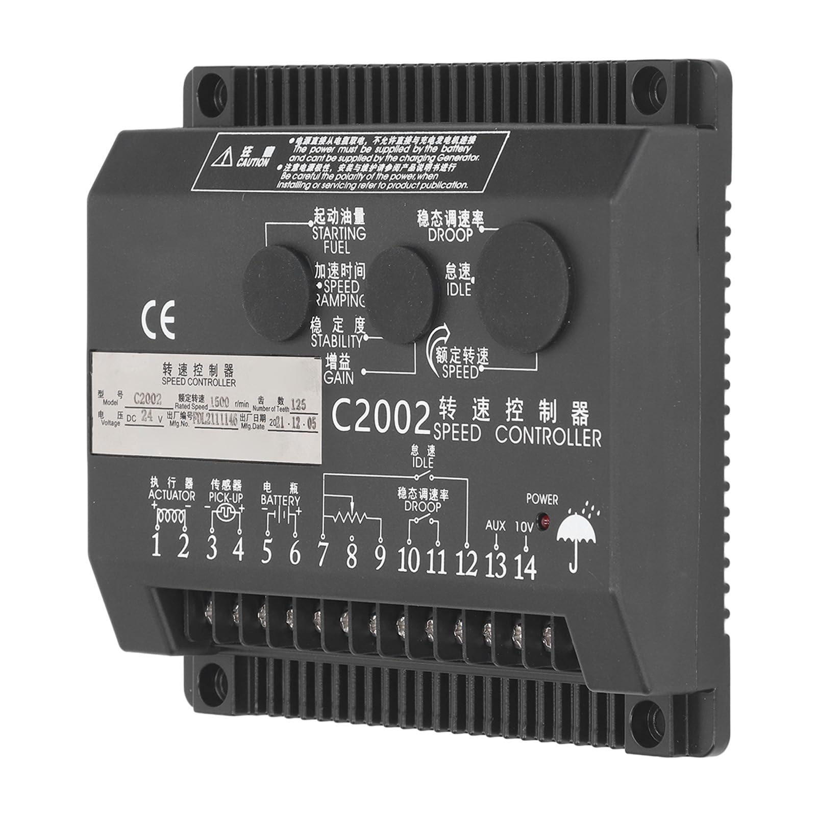 Controlador de Velocidad del Generador de 24 V de 24 V, Diseño de Circuito de Control de Circuito Cerrado único con Alta Estabilidad, Instalación Vertical para la Velocidad del