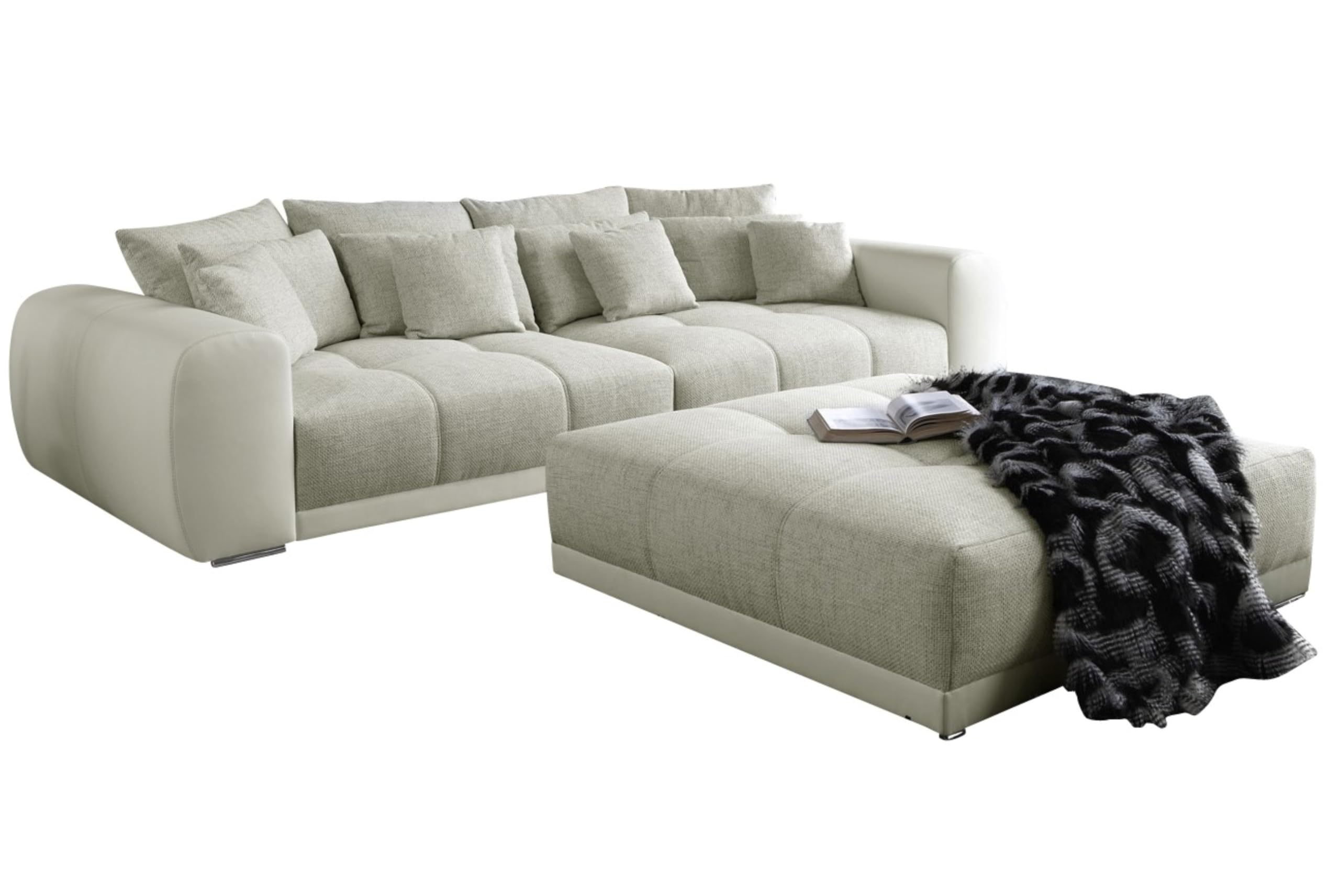 luma-Home 15113/ Big-Sofa XXL Lounge Couch, Weiß/Grau Beige