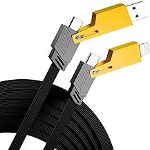 Type C Cable Fast Charging | 4-in-1 USB-A, USB-C, Micro USB, and Cable for Apple Lightning Devices | 65W/27W Military Grade Durability | Compatible with Android, iOS, Laptops