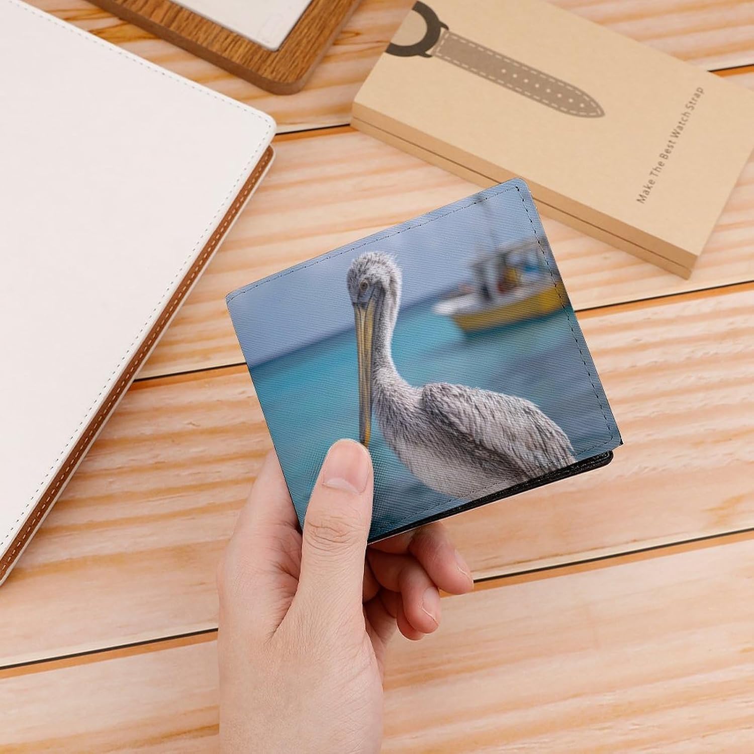 Pelican And Boat Novelty Wallets Slim Soft Front Pockets Bifold Wallet with ID Credit Card Holder