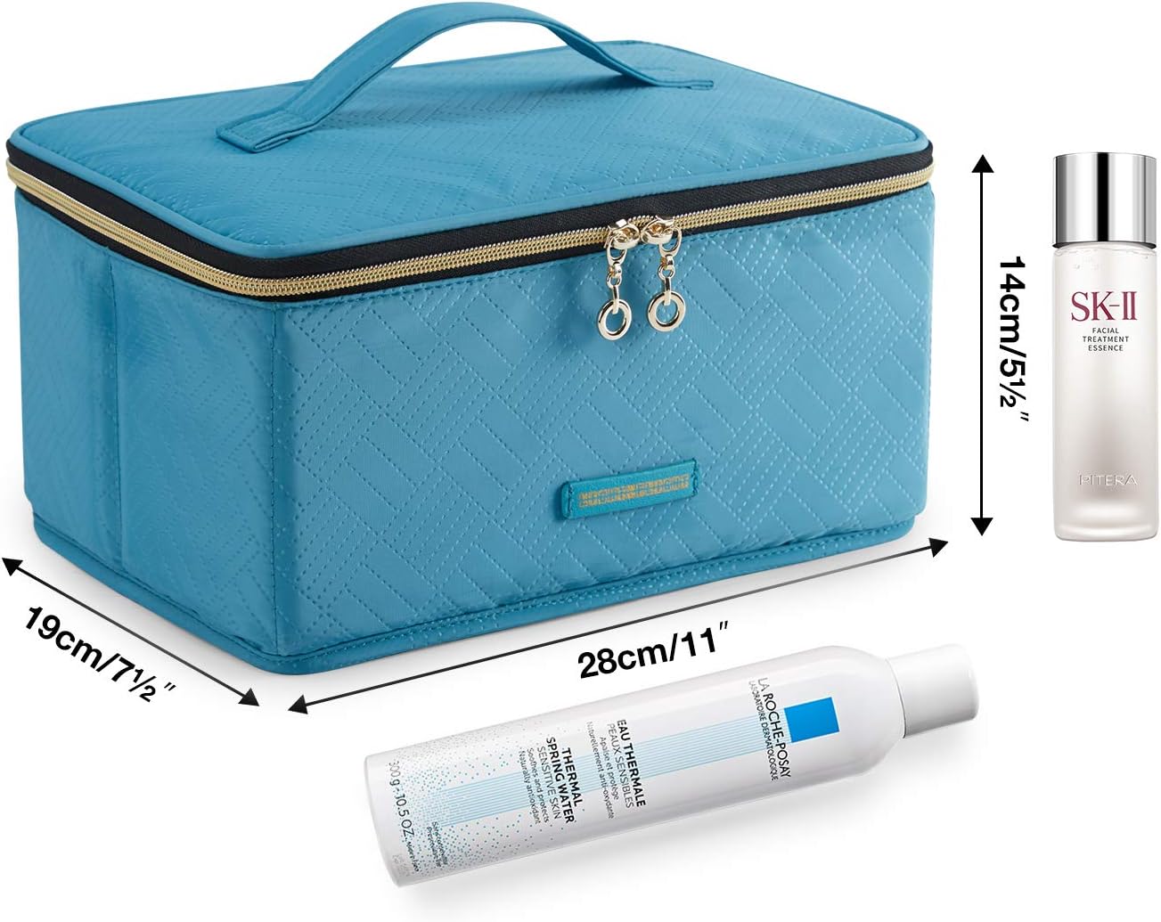 LIGHT FLIGHT Makeup Bag, Cosmetic Bag Large Makeup Case Organizer with Adjustable Dividers Toiletries Bag,Travel Accessories (Medium, Blue)