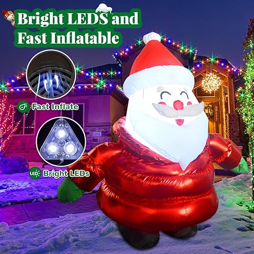 Miniatura 3 de GOOSH Decoración inflable de Papá Noel sonriente de 5 pies, decoración inflable de Papá Noel inflable inflable para decoración de patio de Navidad
