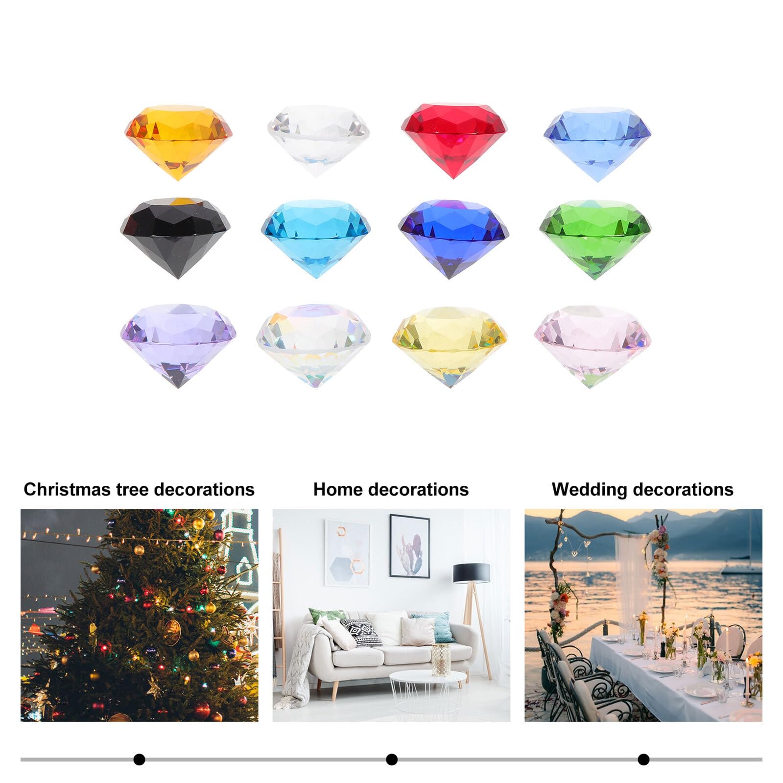 SHINEOFI Decorazione Diamanti di Cristallo in Vetro 12 Pezzi 30mm