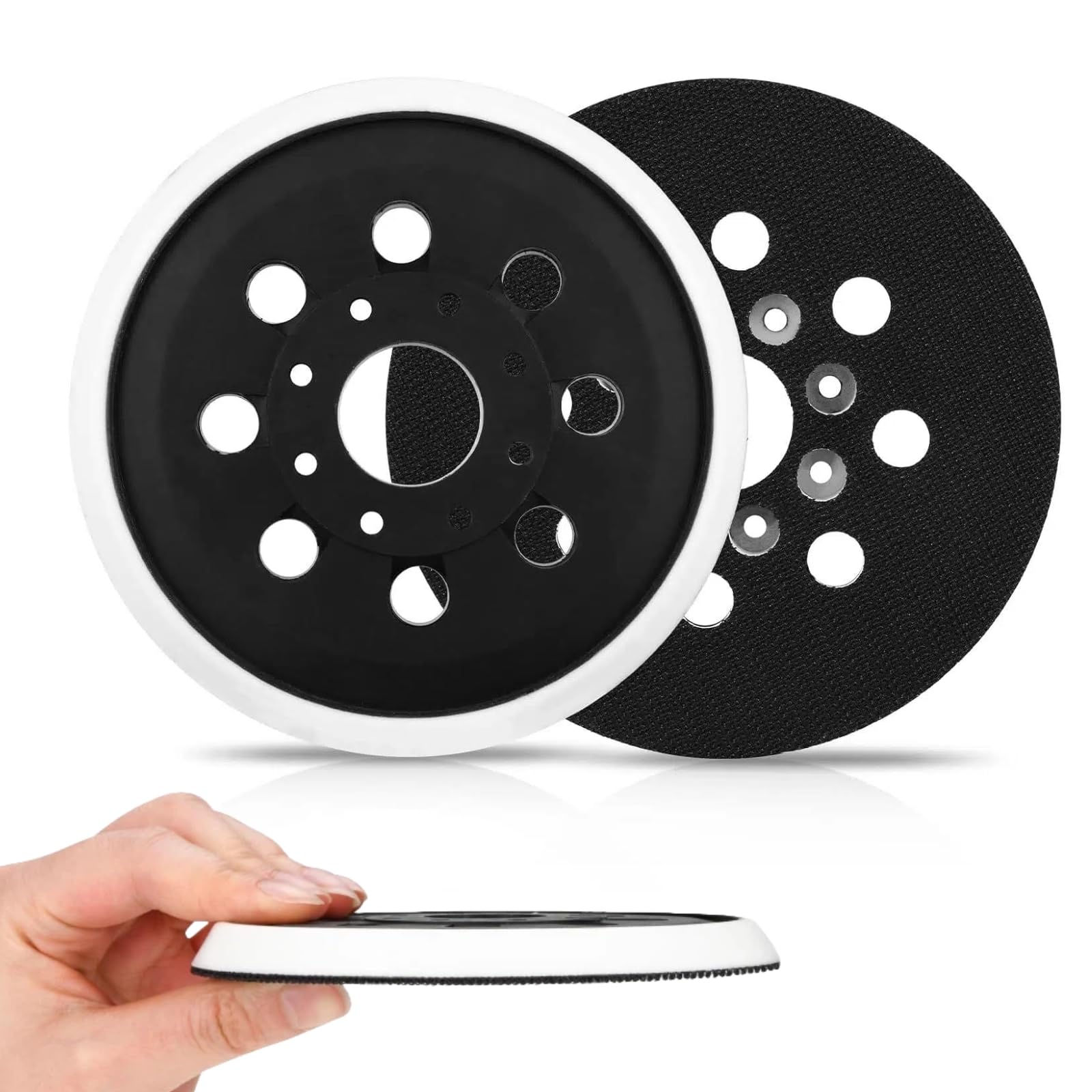 2 Pcs 5 Inch 8 Hole Replacement Sander Pad, 125mm Sanders Backing Pad for Bosch PEX 220 PEX 220 A Skil 7402/7490, Round Hook and Loop Backing Pad for Sander Pad, High Speed Polishing