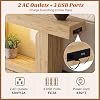Mesa consola Homieasy de 47" para entrada con estación de carga | Luces LED, mesa de sofá estilo granja detrás del sofá, mesa estrecha para pasillo y sala, roble natural 7
