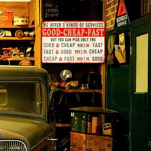 Miniatura 2 de Letrero de metal para taller de trabajo, letrero divertido de lata de garaje, letrero de tienda de neumáticos, letrero de metal retro para oficina,