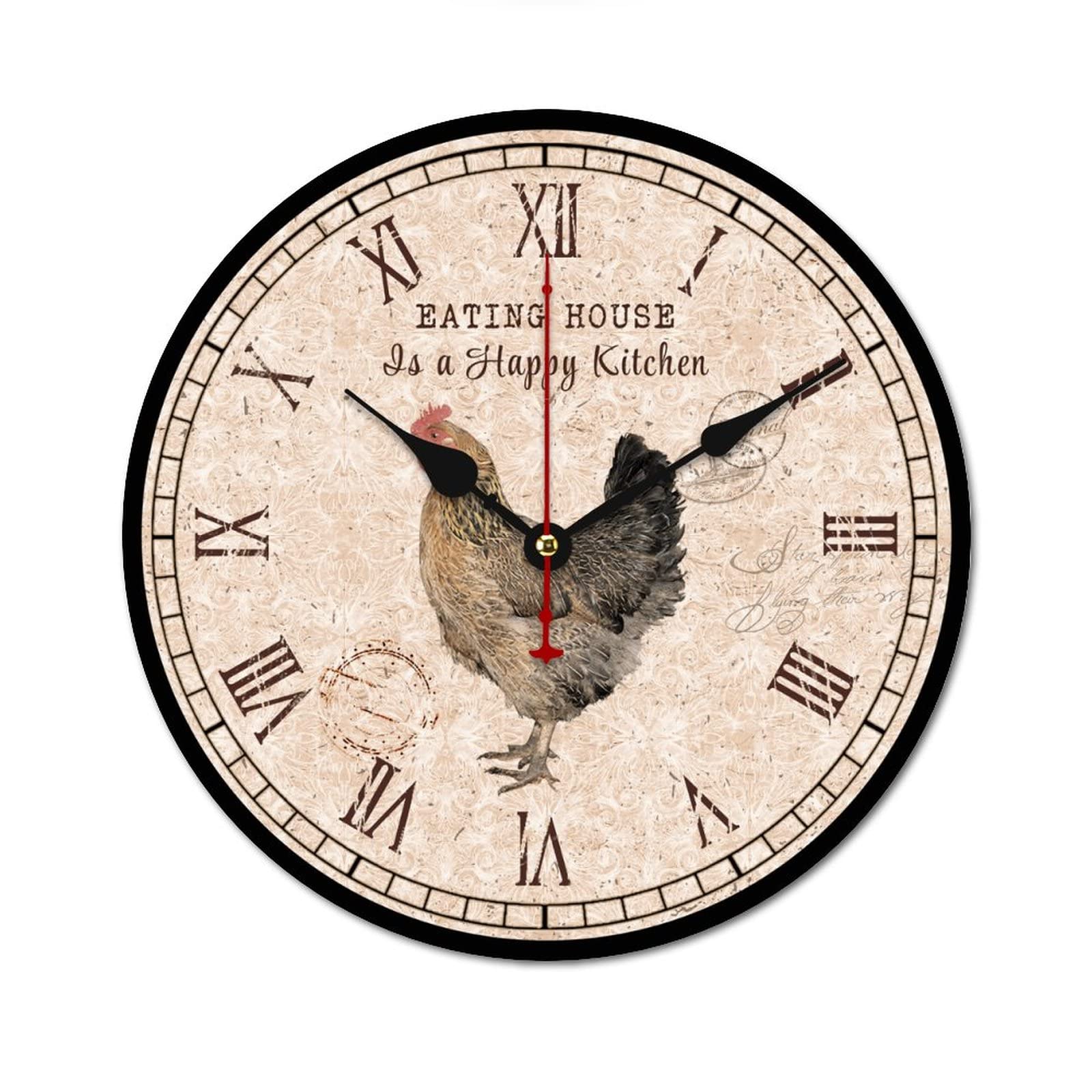 Horloge murale à quartz de qualité en bois rond 38cm style épuré