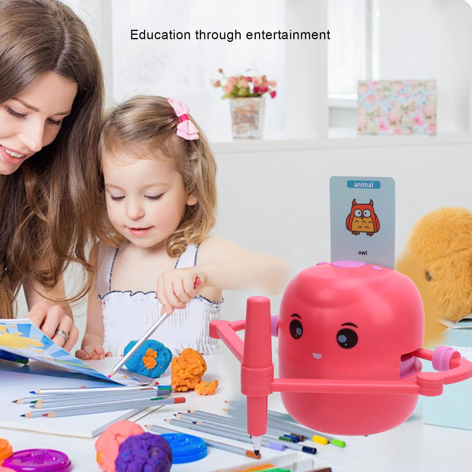 SIXRUN Smart Drawing Robot, 250+ Cards 14 Colored Pens 2400mAh Battery