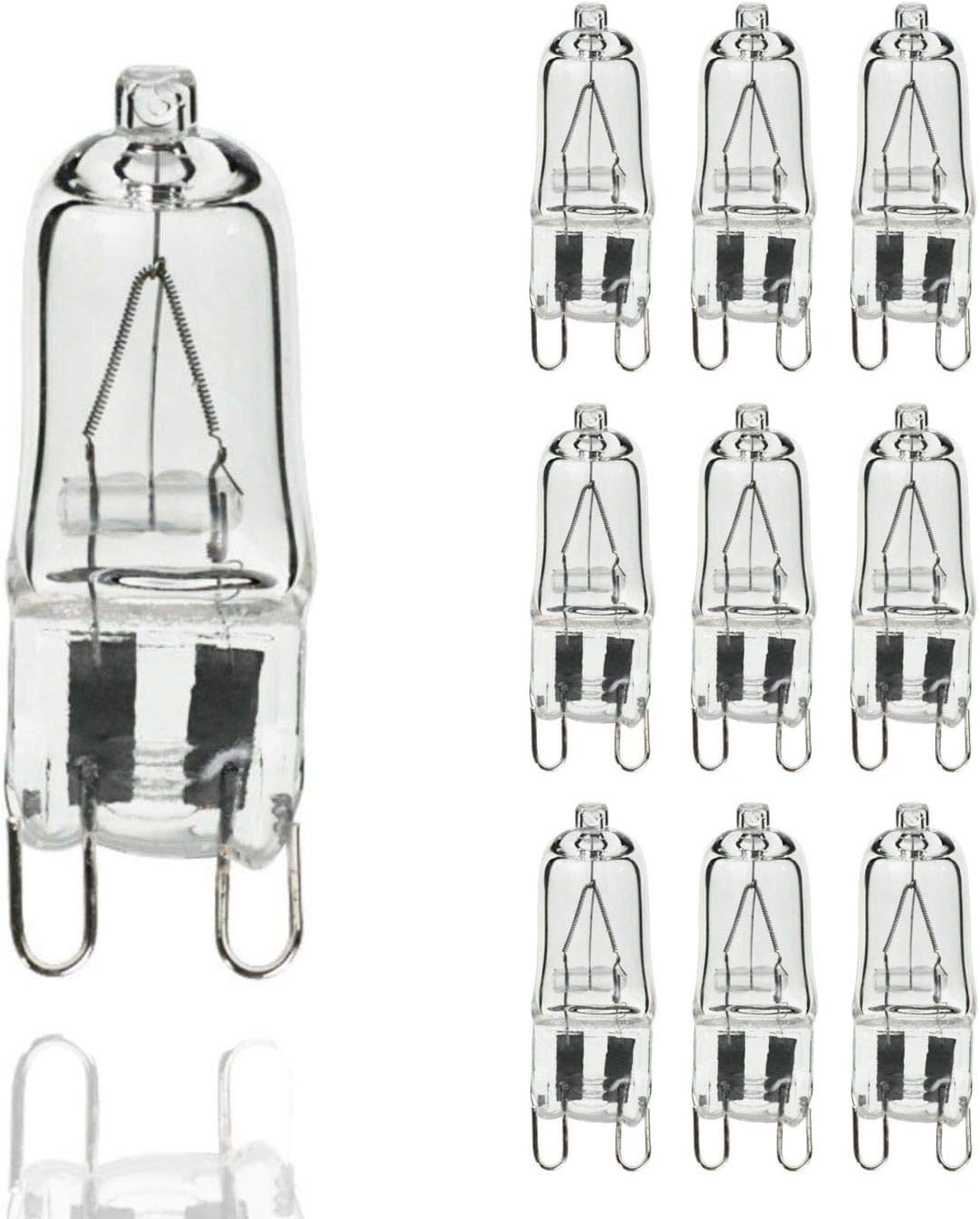 G9 Bulb, T4 Bulbs, G9 Halogen Light Bulbs, 60W, 120V, 1.69In, 850Lm, 2700K Warm White, Clear, G9 Bi-Pin Base for Track Lighting, Replacement for Chandelier, Under Kitchen Cabinets, 10 Pack