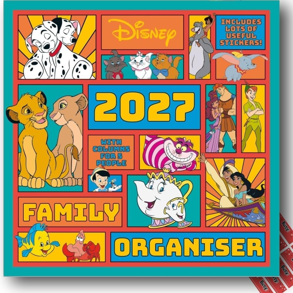 Disney Calendar 2027 Disney Classics Family Organiser 5 Columns