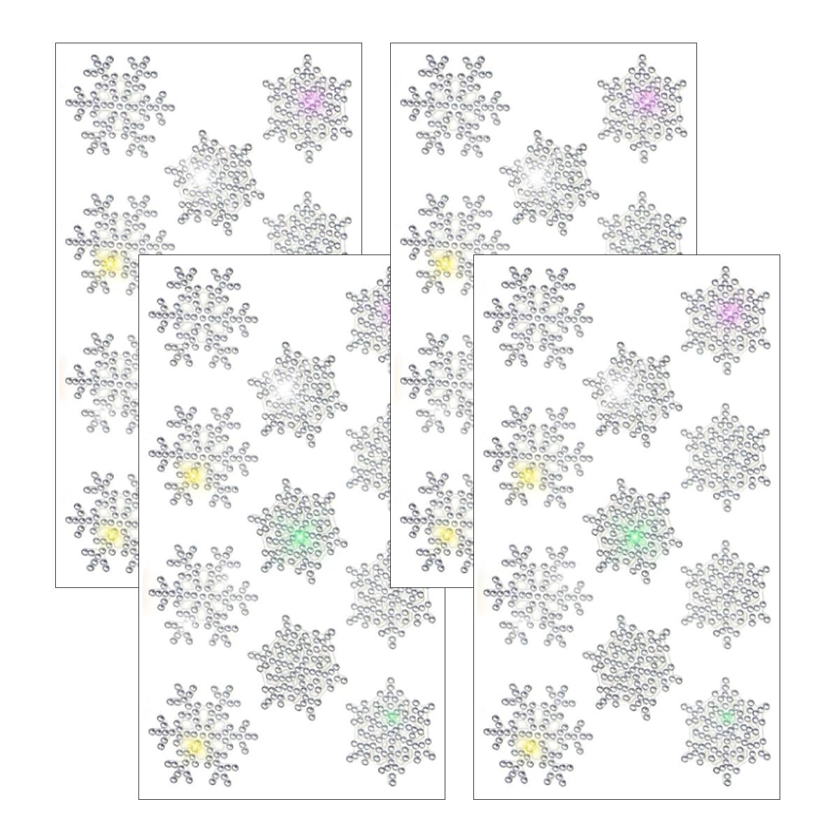 4 Sheets Winter Snowflake Decoration Sticker Decals, Self Adhesive Glitter Snowflake Sticker Window Clings Car Body Decal Kit, Multi-Purpose Decal Car Accessories for Holiday Decor
