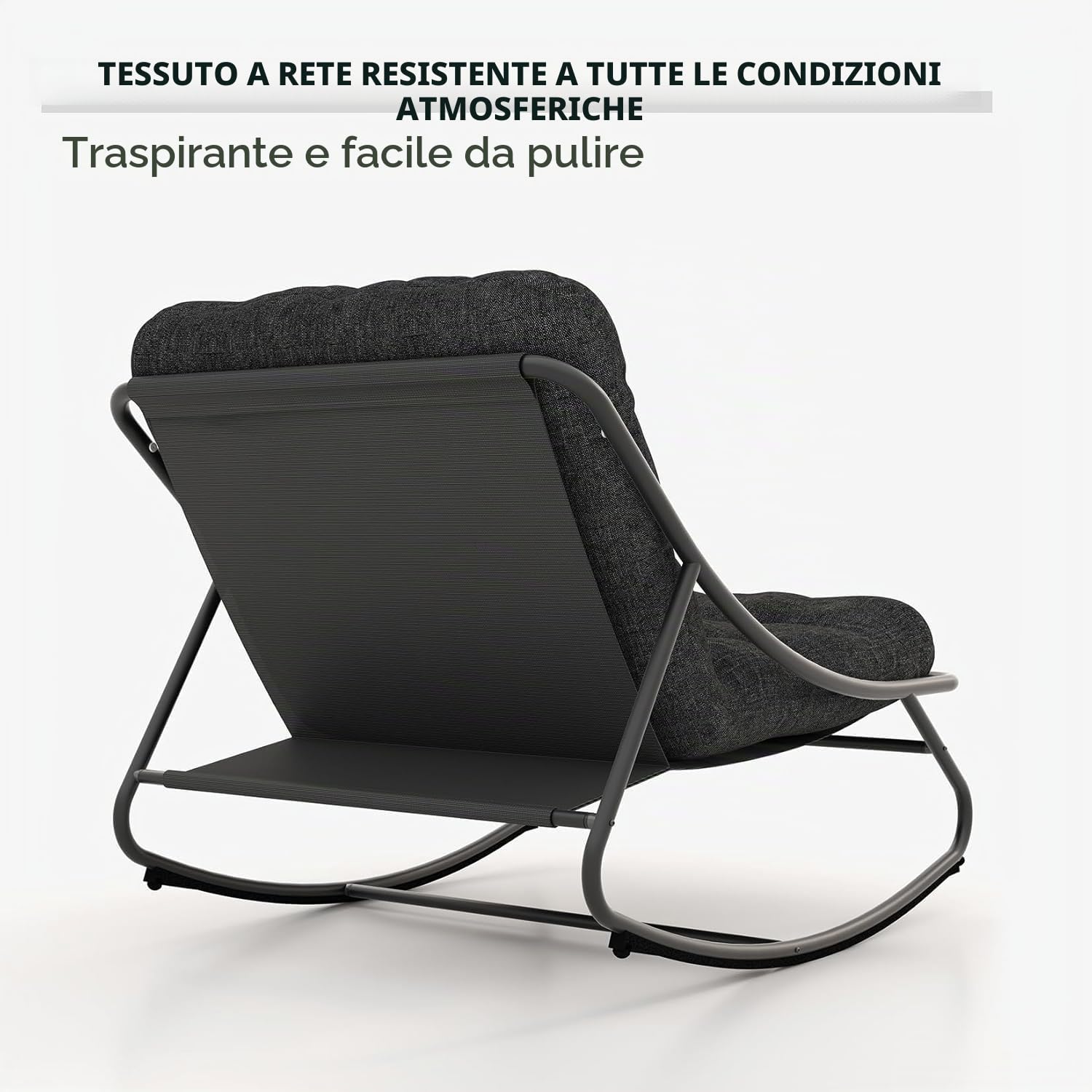 Grand patio Sedia a dondolo da esterno con cuscino (Dondolo, Grigio scuro)