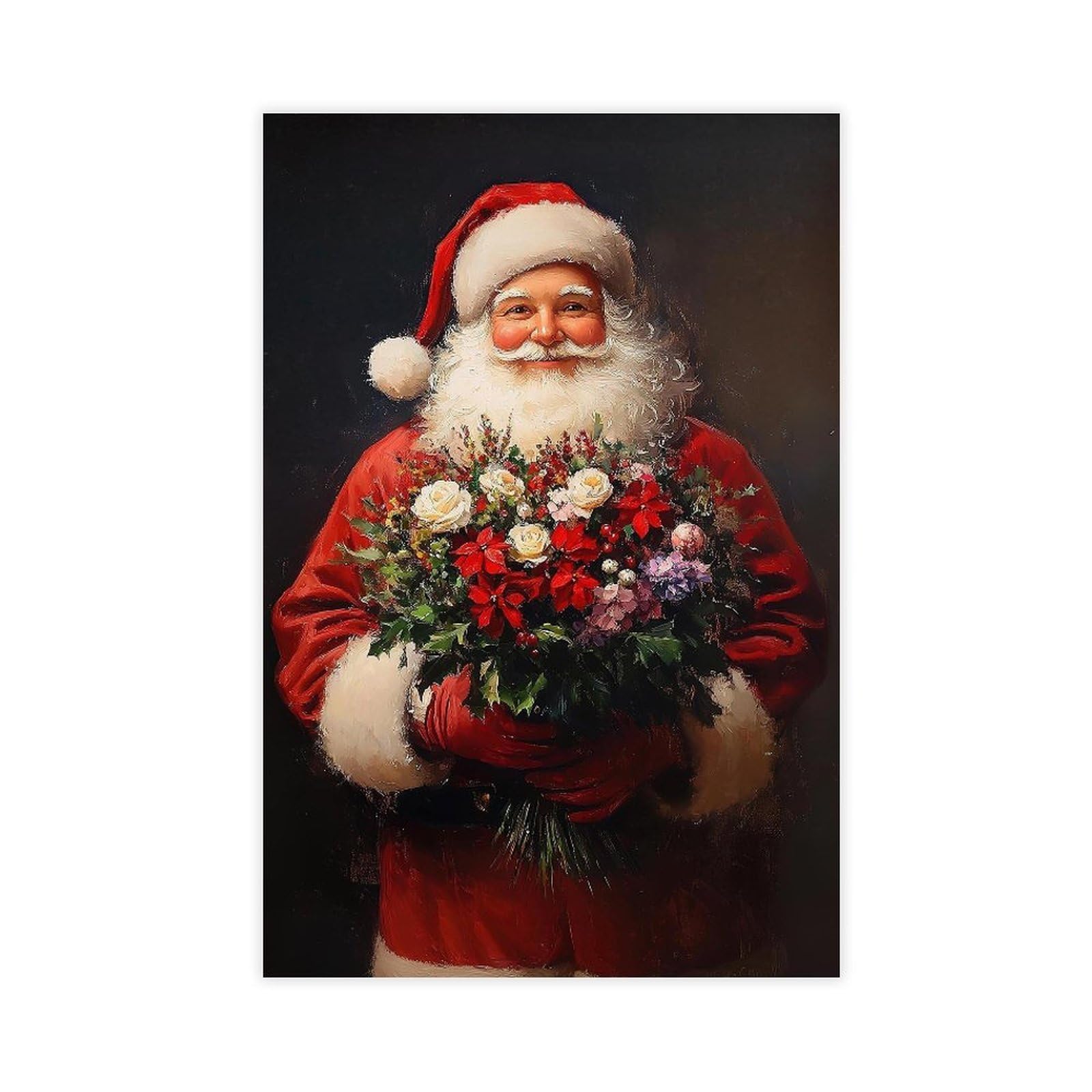 Bareronor Vintage Santa Claus Canvas Poster for Bedroom Decor Gift