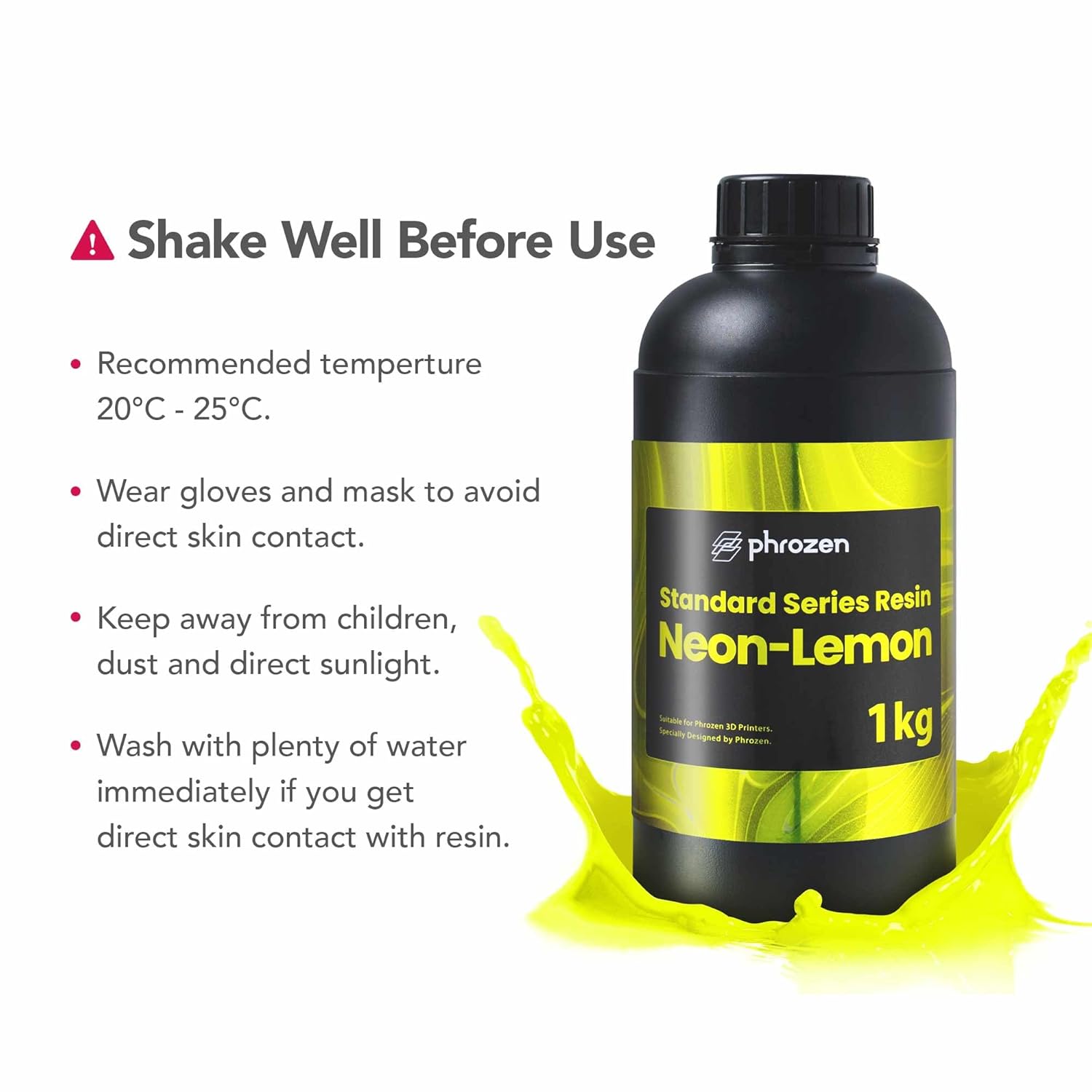 phrozen Standard Series 3D Printer Resin, 405nm DLP LCD UV-Curing Photopolymer Resin for Plastic Models, Action Figures, Jewelry, Prototyping, Bright Color (Neon-Lemon, 1KG)