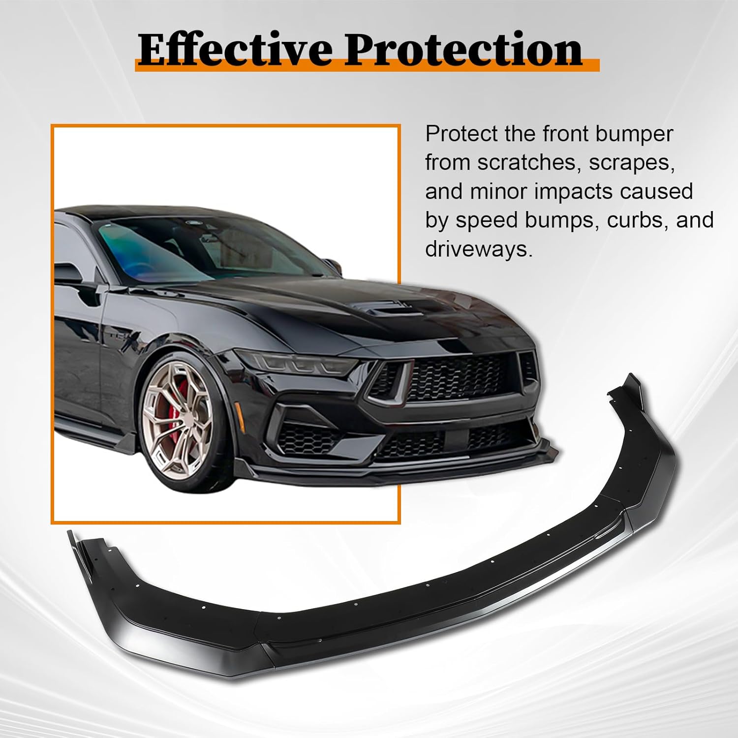 Front Lip for Ford Mustang GT EcoBoost 2024-2026 Front Bumper Lip Splitter Matte Black