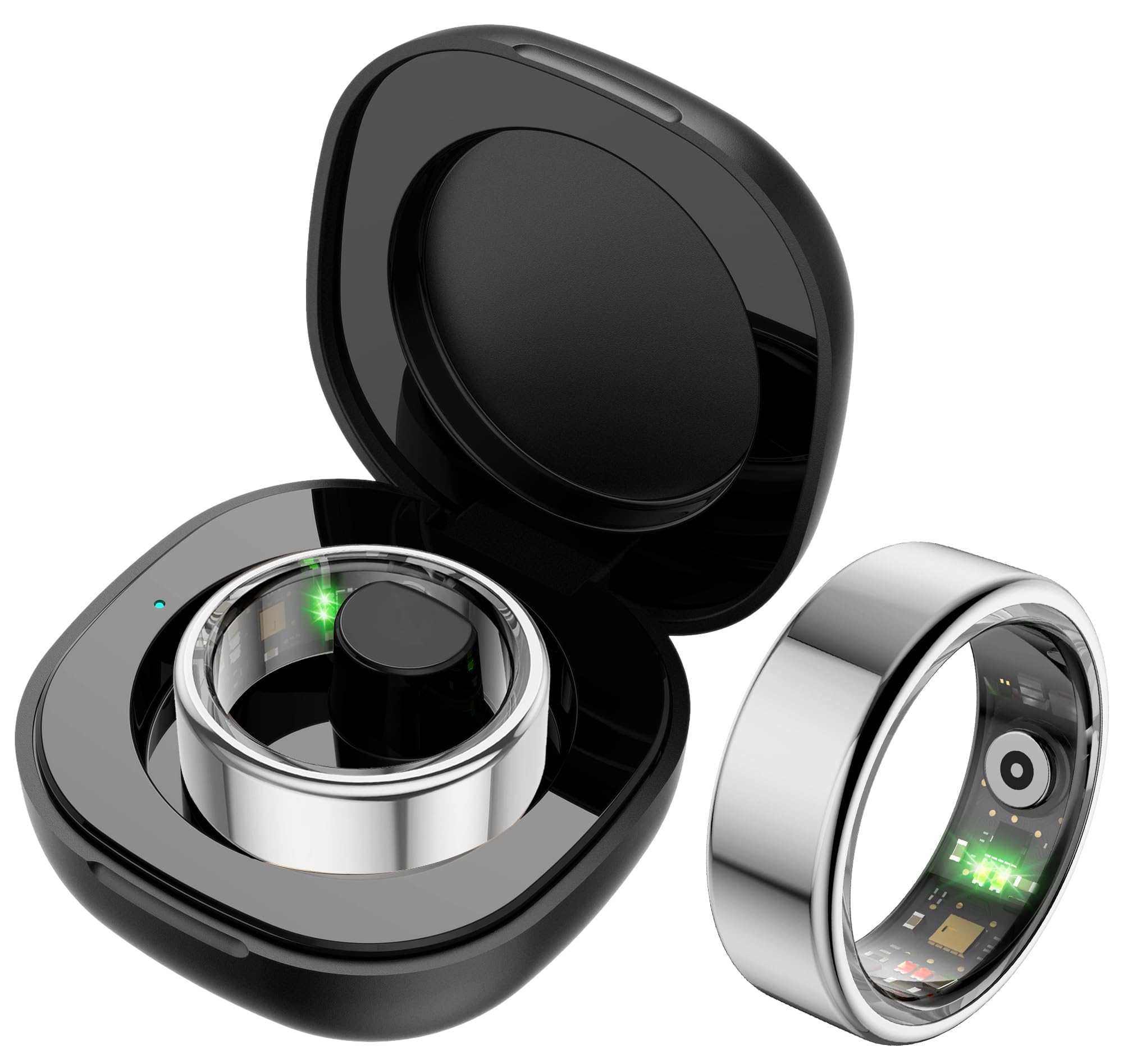 Anillo inteligente con monitor de frecuencia cardíaca, rastreador de sueño, anillo de salud, oxígeno en sangre, podómetro, calorías, contador de pasos, anillos de fitness, anillos inteligentes