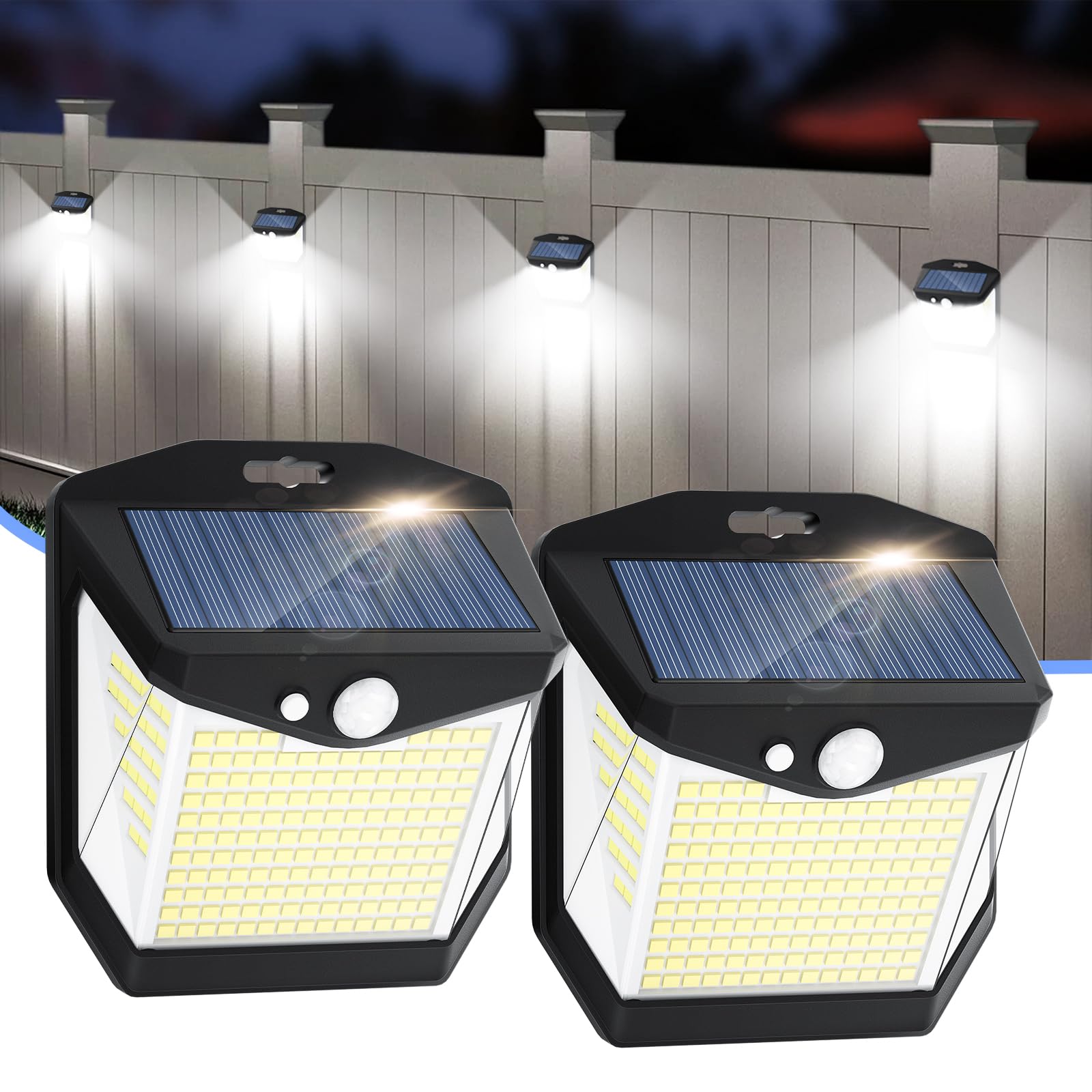 Vanranger Solar Security Lights Outdoor Garden: 248 LED Motion Sensor Flood Light 3 Modes Outside Solar Wall Lights 270° Wide Angle Lighting IP65 Waterproof for Fence Front Door Yard Garage 2 Pack
