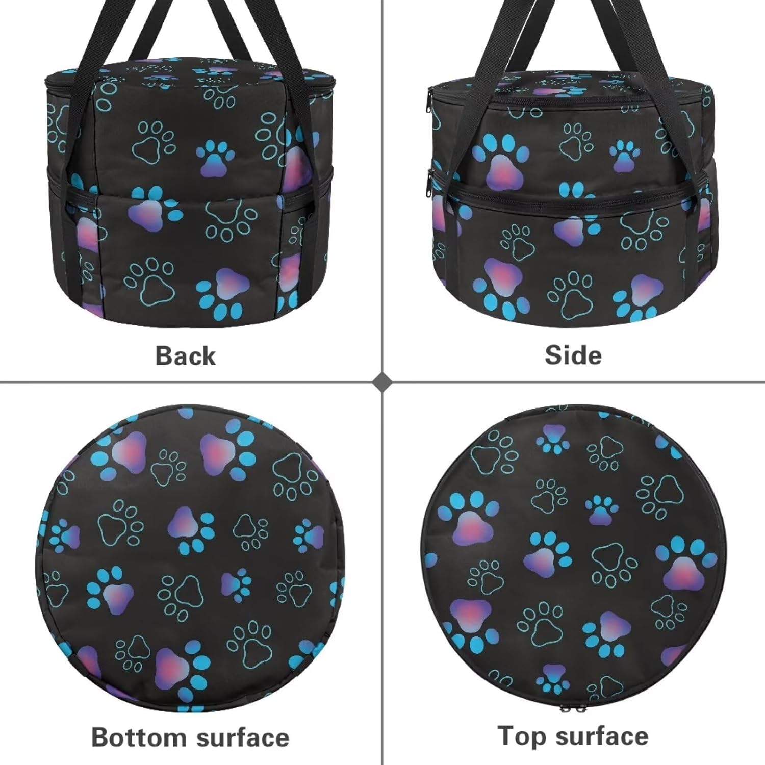 Casserole Dish Carrier Dog Paw Black Pie Carrier With Lid and Handle Double Lasagna Holder Lunch Bag for Picnics Parties Travel