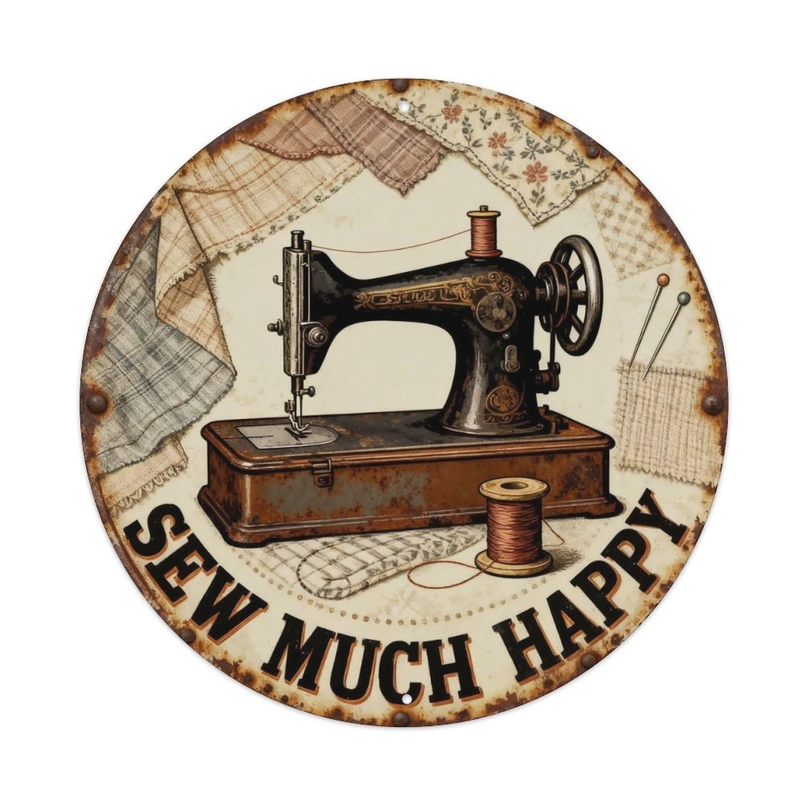 Sew Much Happy Metal Tin Sign Plaque