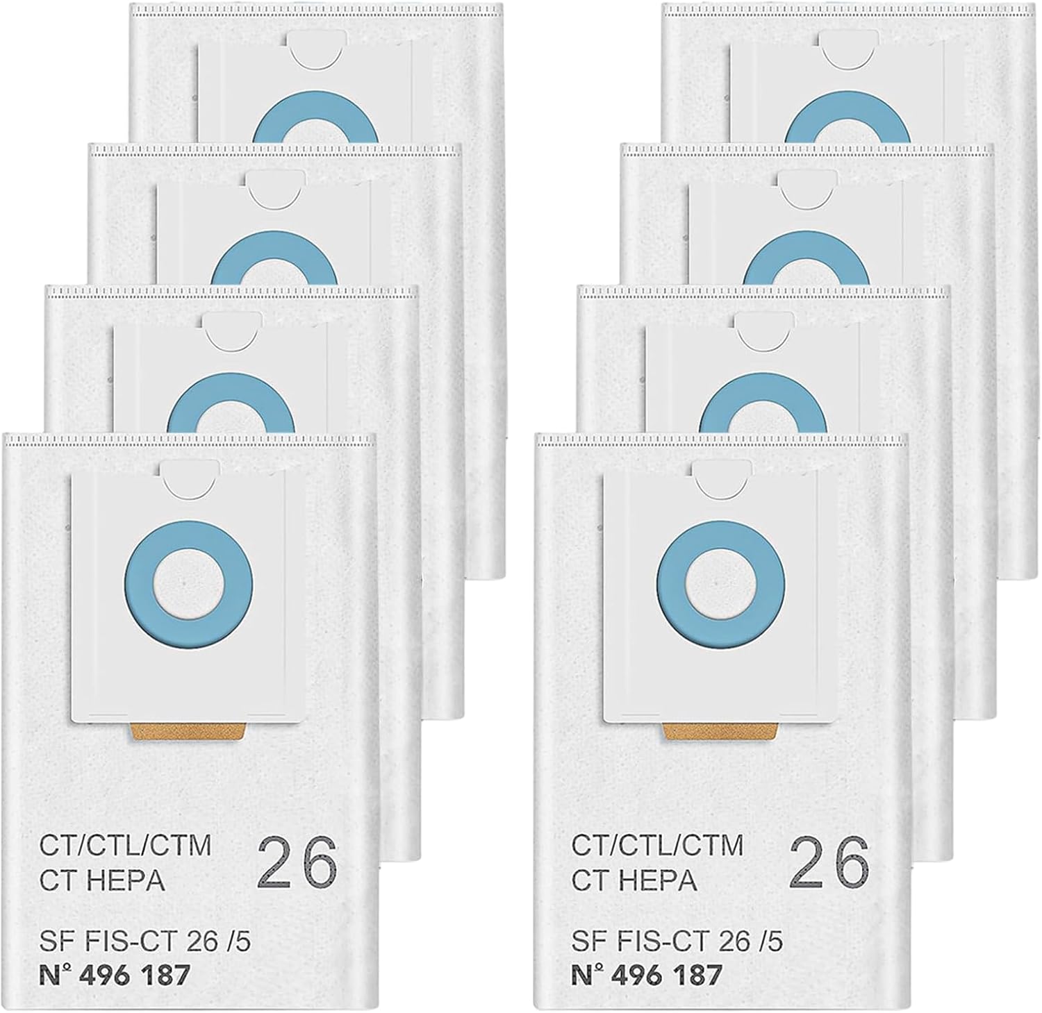 496187 Dust Bags Accessories for Festool CT 26/CTM 26 E/CTL 26E SELFCLEAN Dust Extractors SC FIS-CT 26/5 Vacuum Cleaner Filter Bag Replacement Parts, 8 Pack