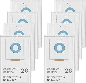 8 Pack 496187 Dust Bags Accessories for Festool CT 26/CTM 26 E/CTL 26E SELFCLEAN Dust Extractors SC FIS-CT 26/5 Vacuum Cleaner Filter Bag Replacement Parts