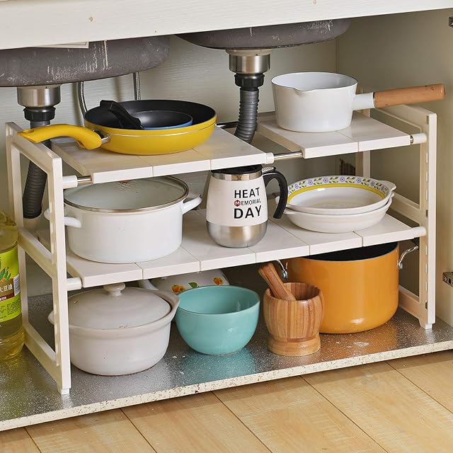 OBOR Organization and Storage, Under Sink Organizers and Storage for Kitchen, Expandable 2 Tier Cupboard Organizers and Storage for Bathroom/Balcony/Cloakroom