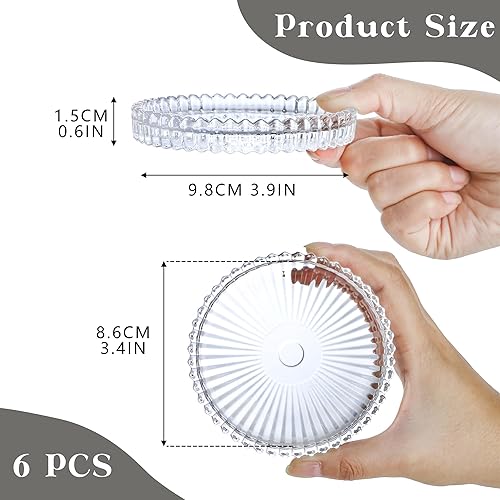 Miniatura 4 de H&D HYALINE & DORA - Juego de 6 velas de cristal transparente y portavelas de cristal amarillo, soporte de vela de vidrio para velas de pilar,