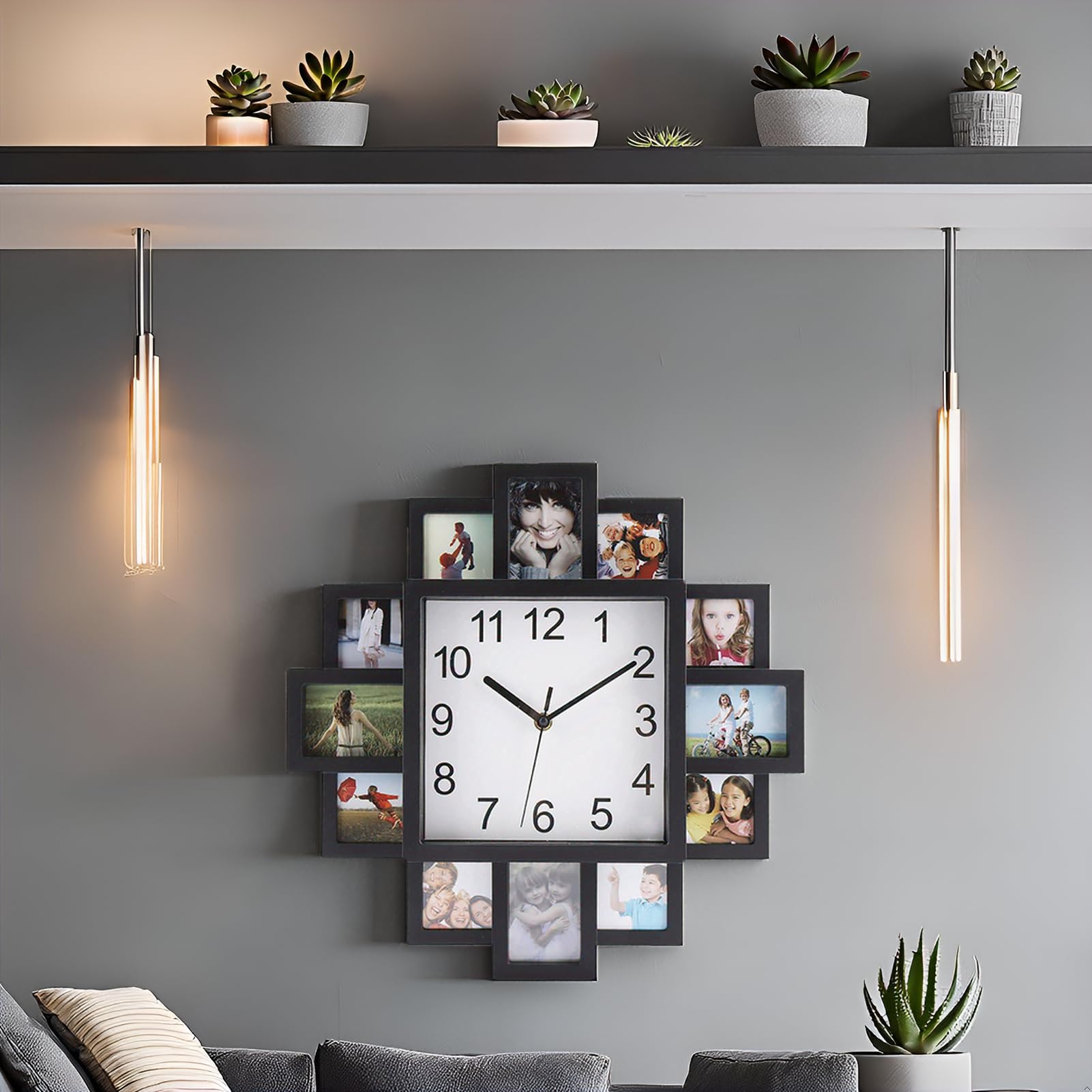 Amazon.com: Natudeco Wall Clock Photo Frame 2 in 1 Modern DIY Wall