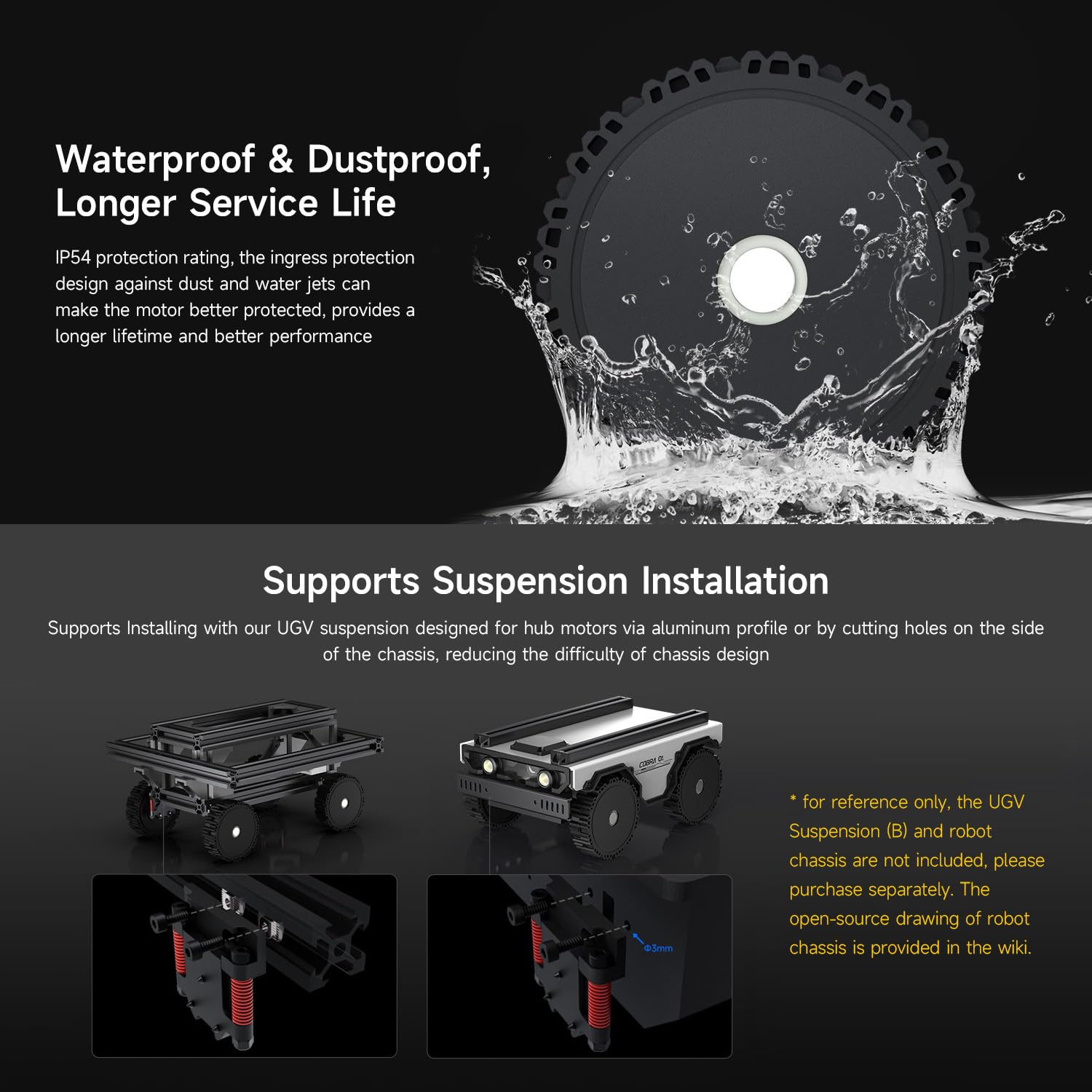Waveshare DDSM400 Direct Drive Servo Motor, Wide Speed Range Adjustable, Low Noise, All-in-One Design, Hub Motor, Supports Suspension Installation, Suitable for RC Car Robot DIY