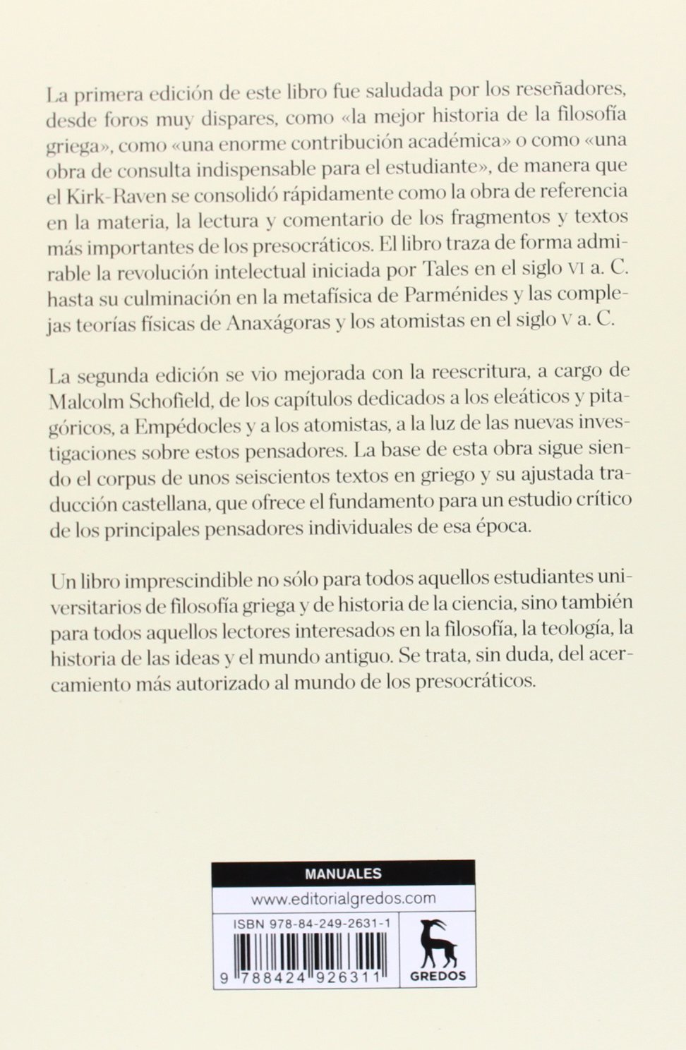 Los filósofos presocráticos (Manuales)