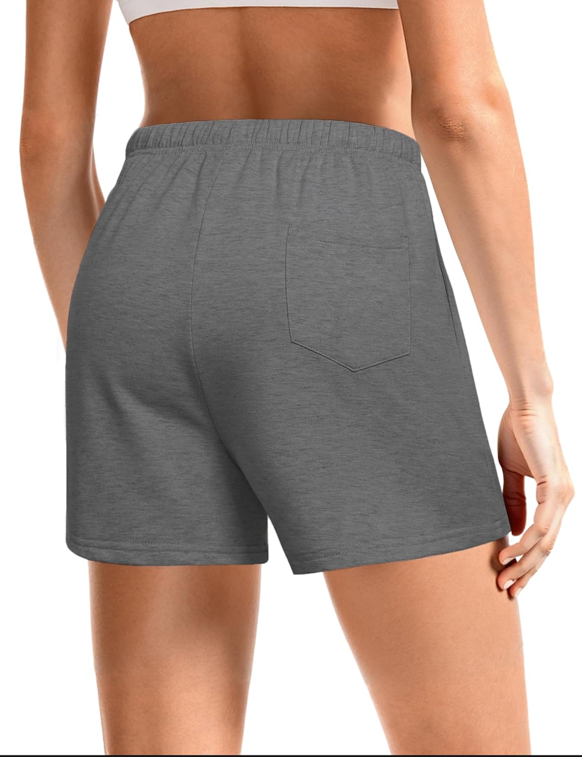 Quenteen Womens Cotton Sweat Shorts Casual Summer Athletic Drawstring Lounge Running Shorts with Pockets Deep Grey - Image 7